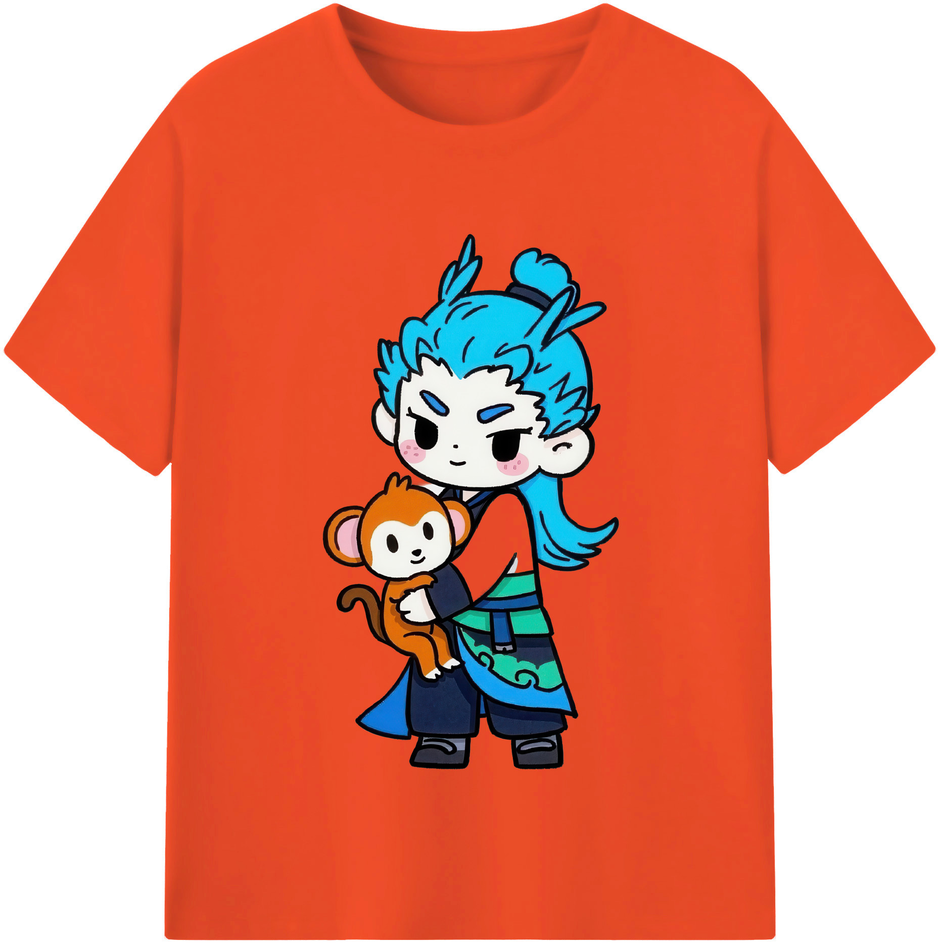 （画像用） Ne Zha 2 ナタ 魔童の大暴れ 綿100％半袖Tシャツ（フロントプリント）