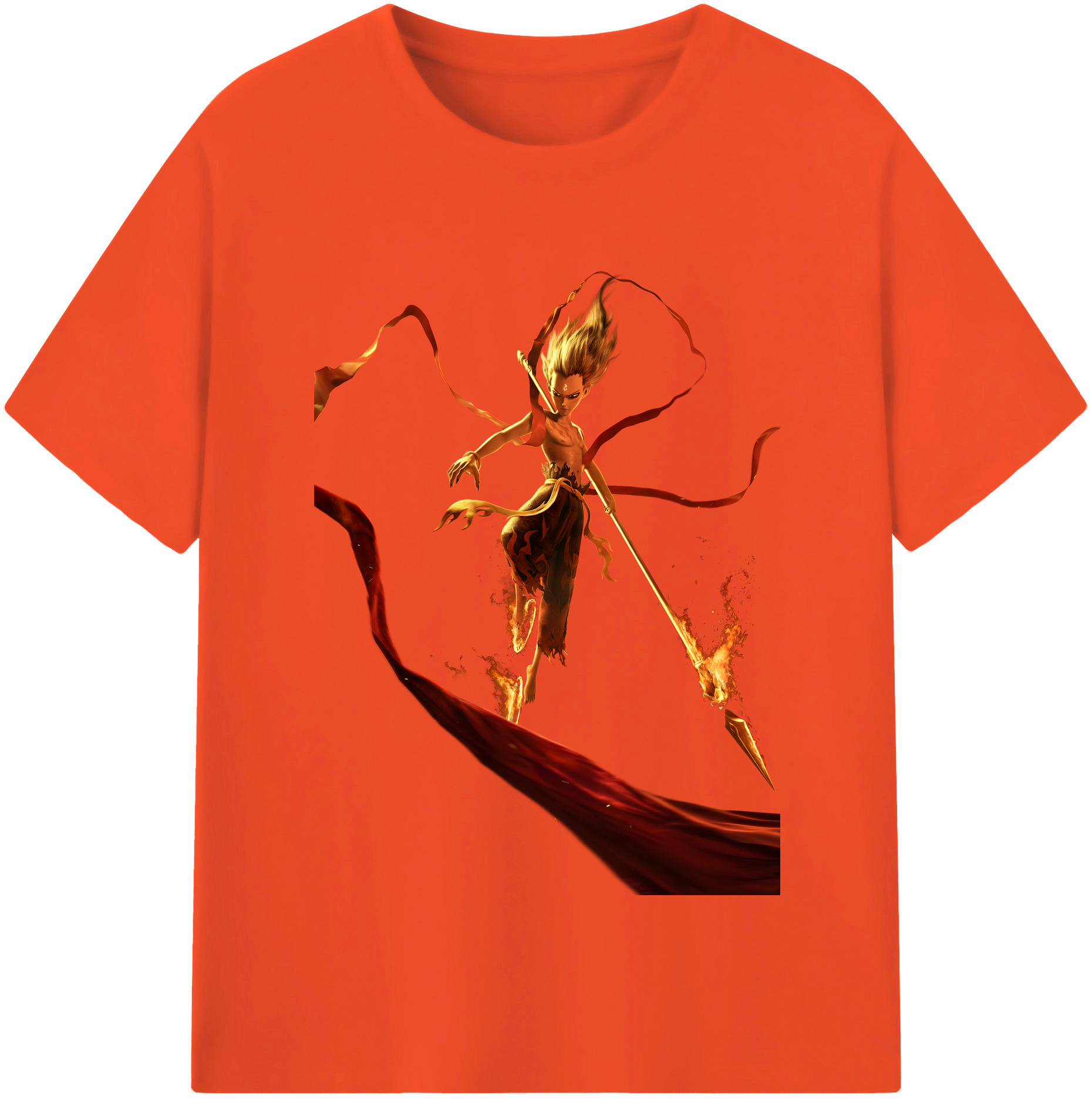 （画像用） Ne Zha 2 ナタ 魔童の大暴れ 綿100％半袖Tシャツ（フロントプリント）