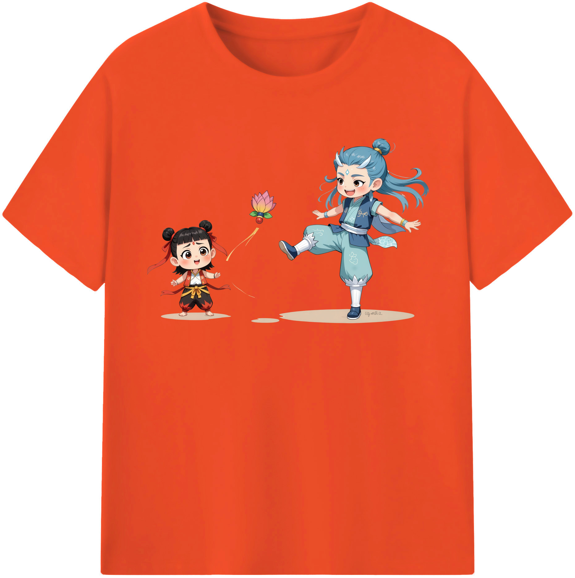 （画像用） Ne Zha 2 ナタ 魔童の大暴れ 綿100％半袖Tシャツ（フロントプリント）