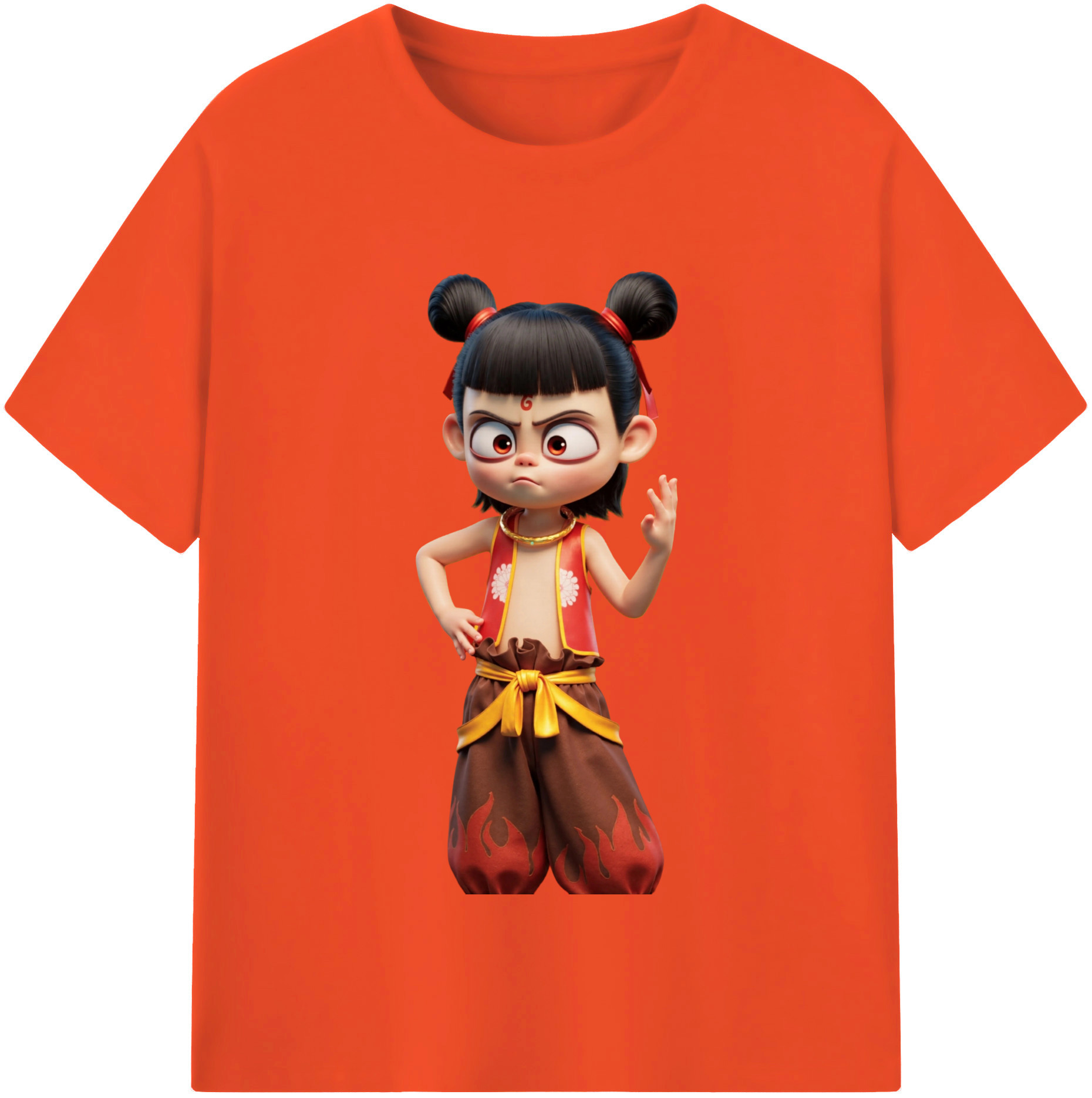（画像用） Ne Zha 2 ナタ 魔童の大暴れ 綿100％半袖Tシャツ（フロントプリント）