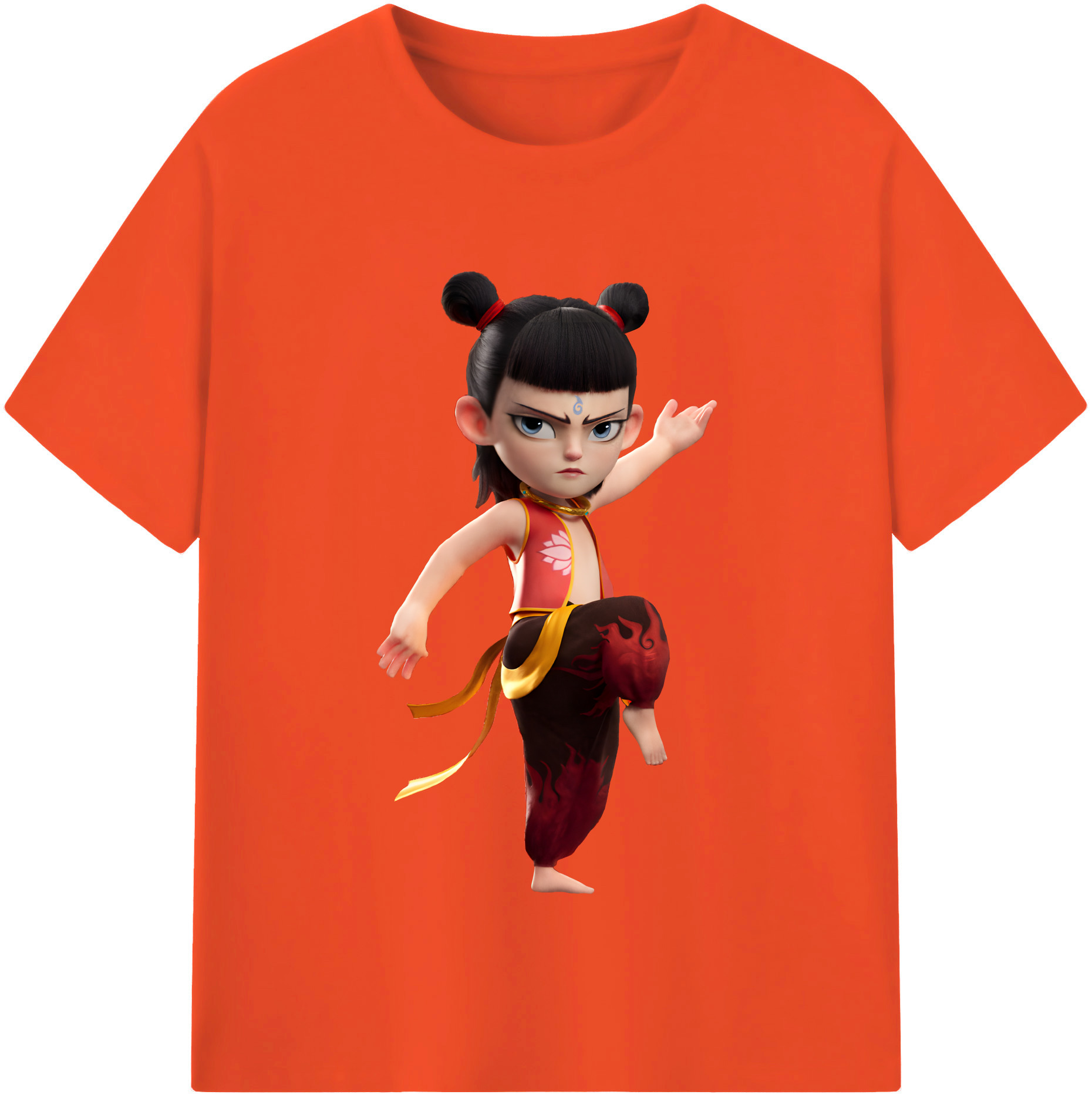 （画像用） Ne Zha 2 ナタ 魔童の大暴れ 綿100％半袖Tシャツ（フロントプリント）