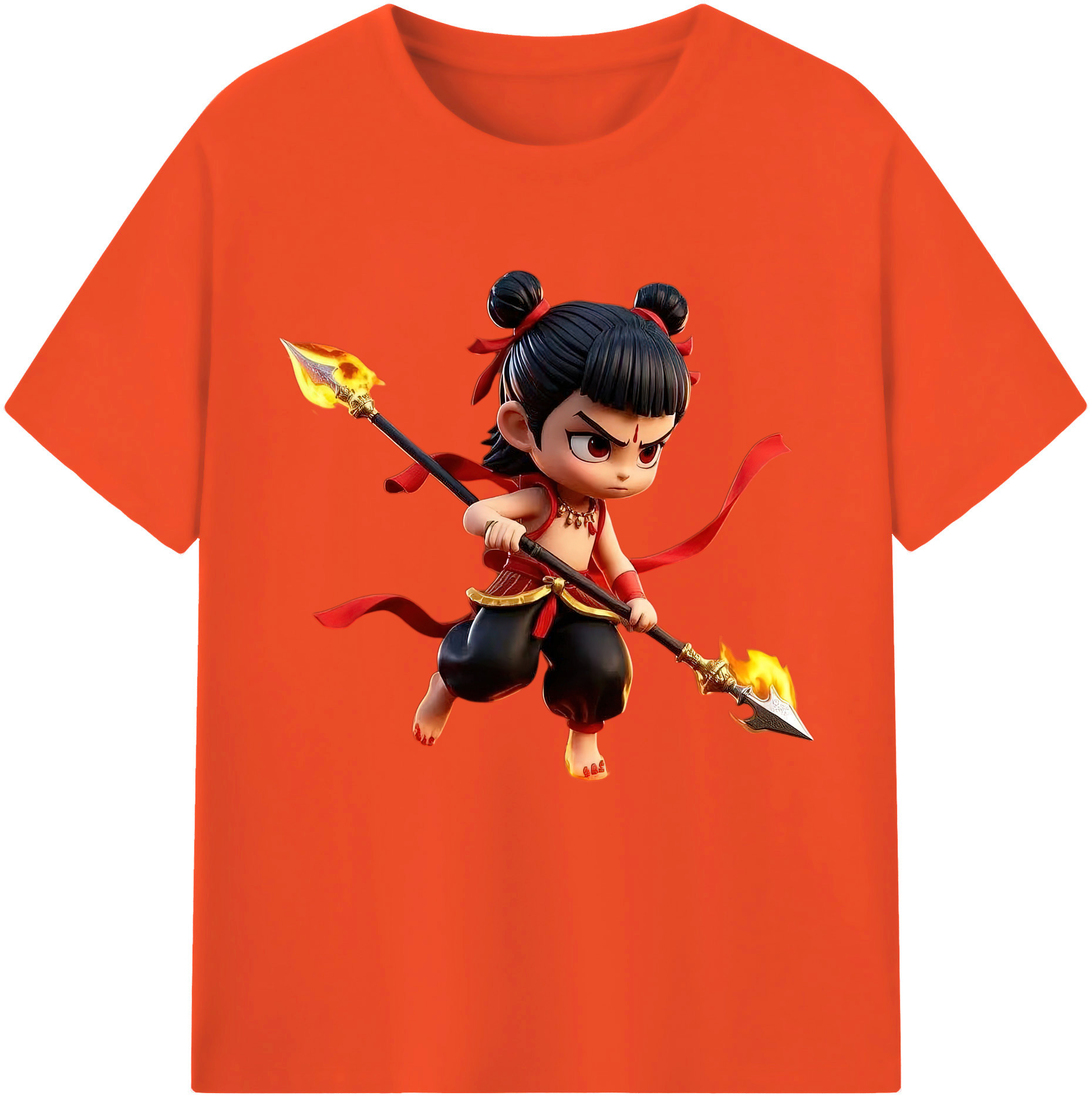 （画像用） Ne Zha 2 ナタ 魔童の大暴れ 綿100％半袖Tシャツ（フロントプリント）