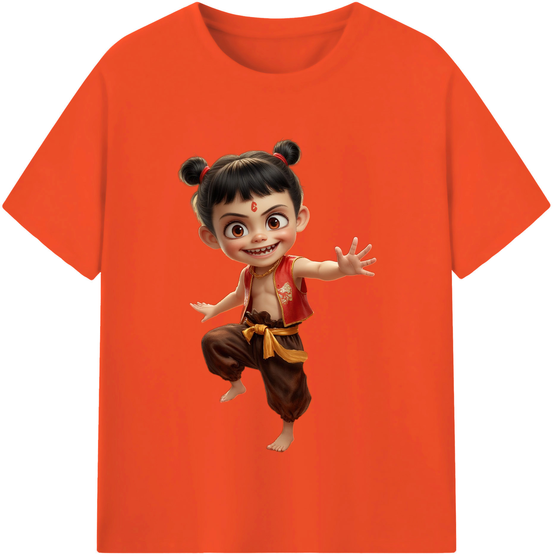 （画像用） Ne Zha 2 ナタ 魔童の大暴れ 綿100％半袖Tシャツ（フロントプリント）