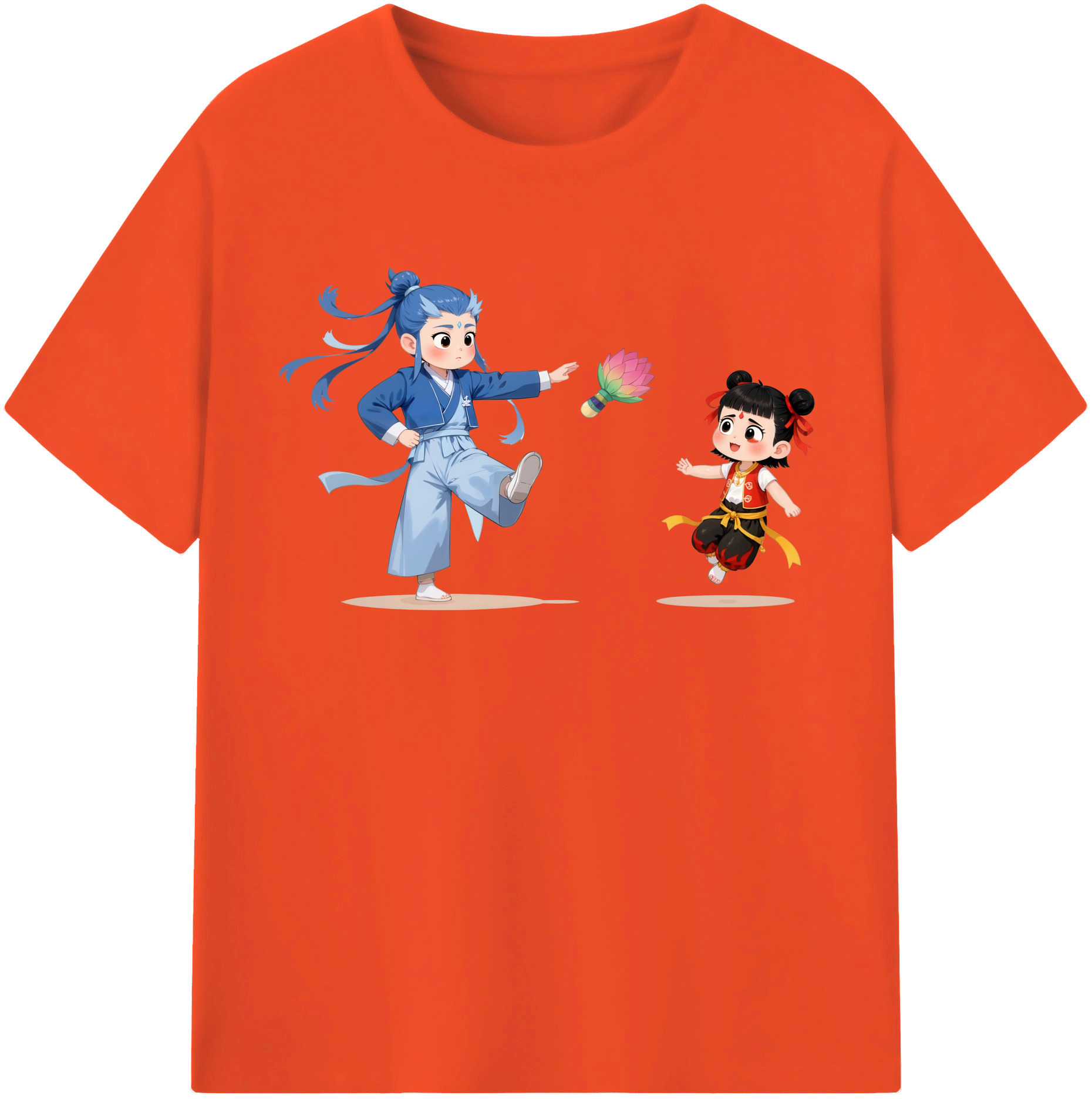 （画像用） Ne Zha 2 ナタ 魔童の大暴れ 綿100％半袖Tシャツ（フロントプリント）