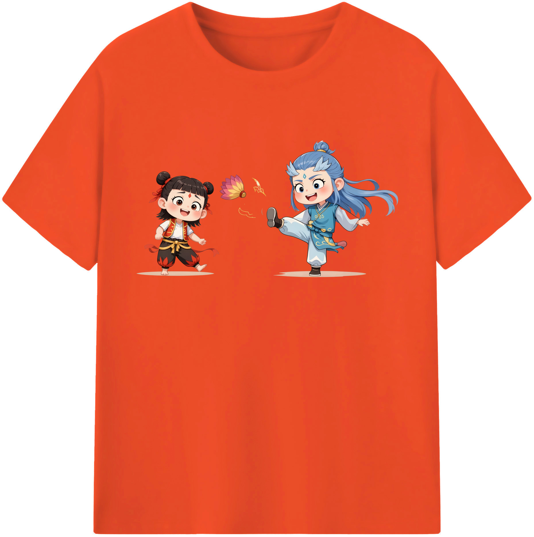 （画像用） Ne Zha 2 ナタ 魔童の大暴れ 綿100％半袖Tシャツ（フロントプリント）