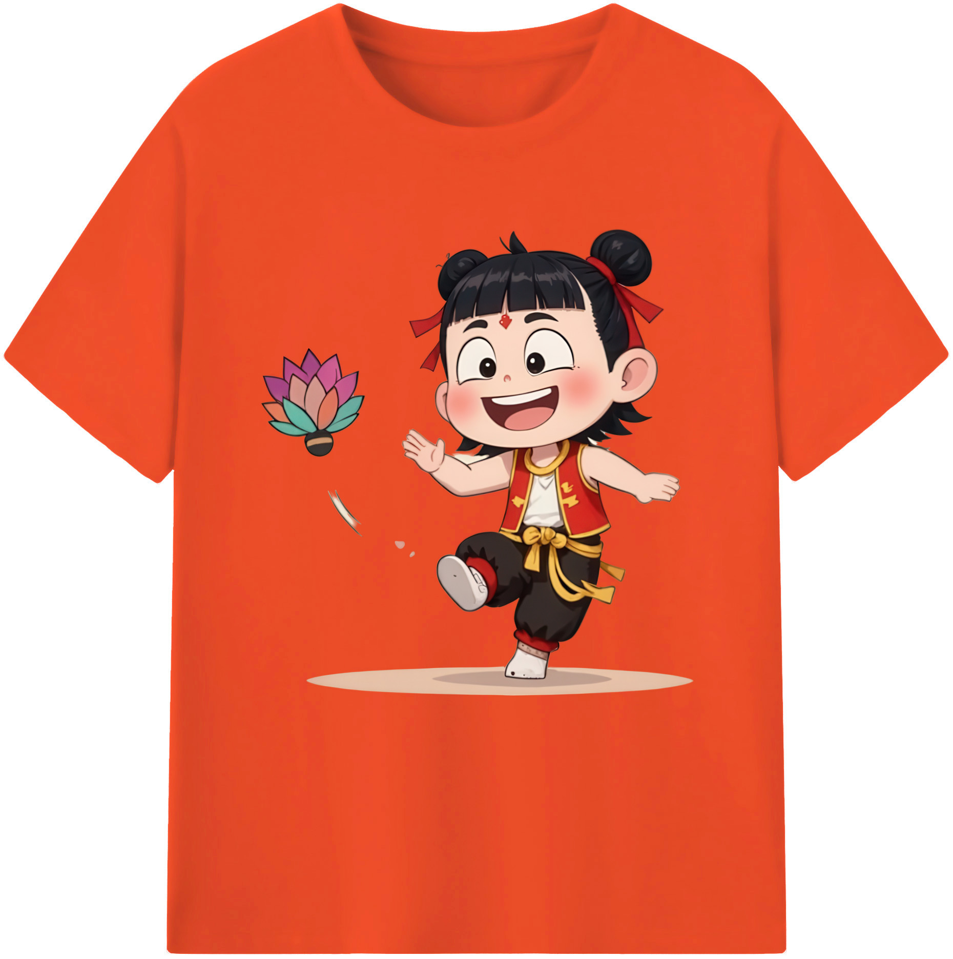 （画像用） Ne Zha 2 ナタ 魔童の大暴れ 綿100％半袖Tシャツ（フロントプリント）