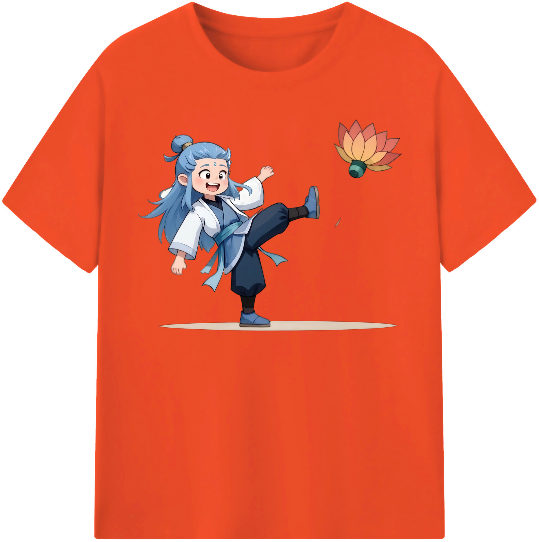 （画像用） Ne Zha 2 ナタ 魔童の大暴れ 綿100％半袖Tシャツ（フロントプリント）