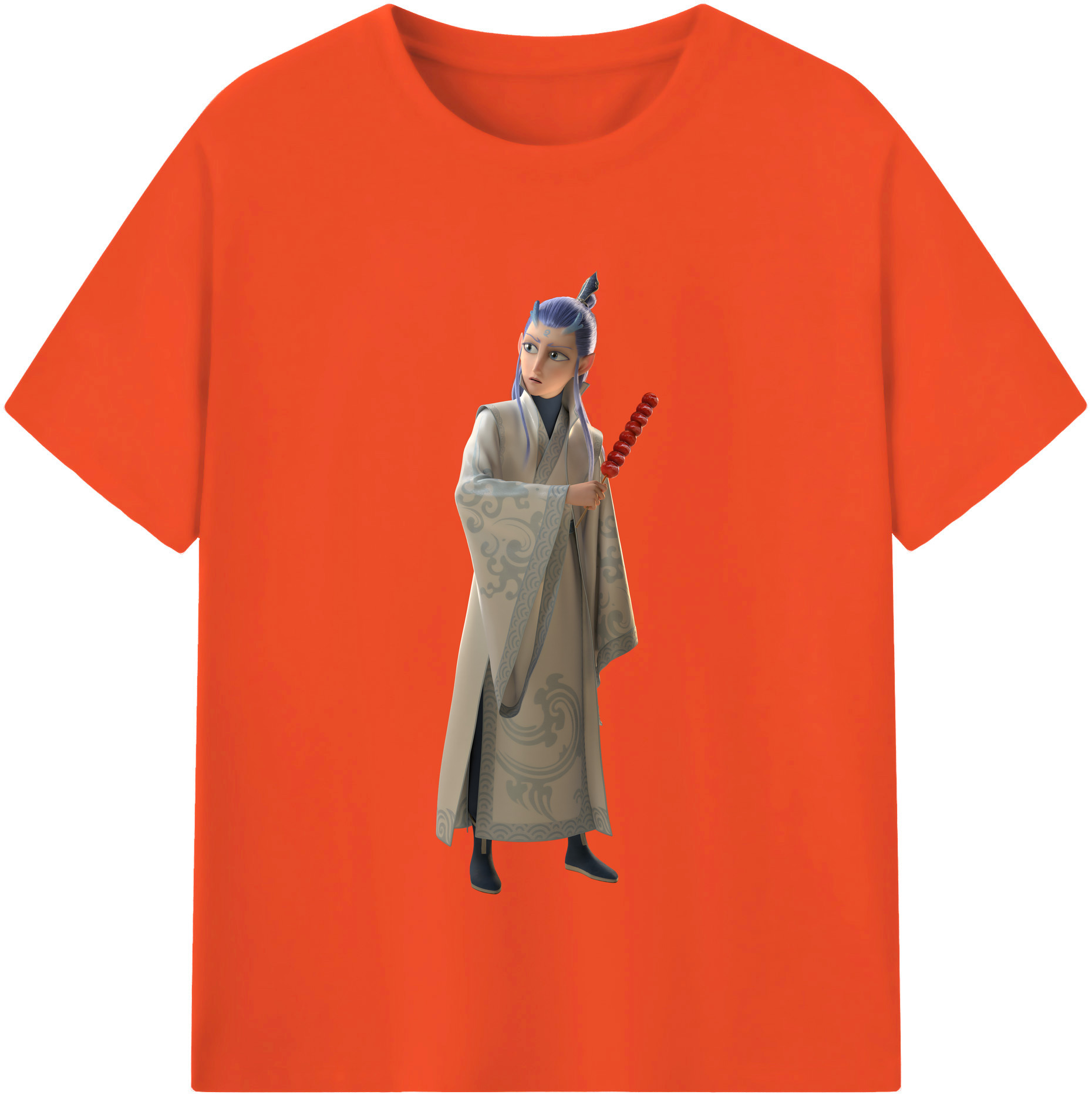 （画像用） Ne Zha 2 ナタ 魔童の大暴れ 綿100％半袖Tシャツ（フロントプリント）