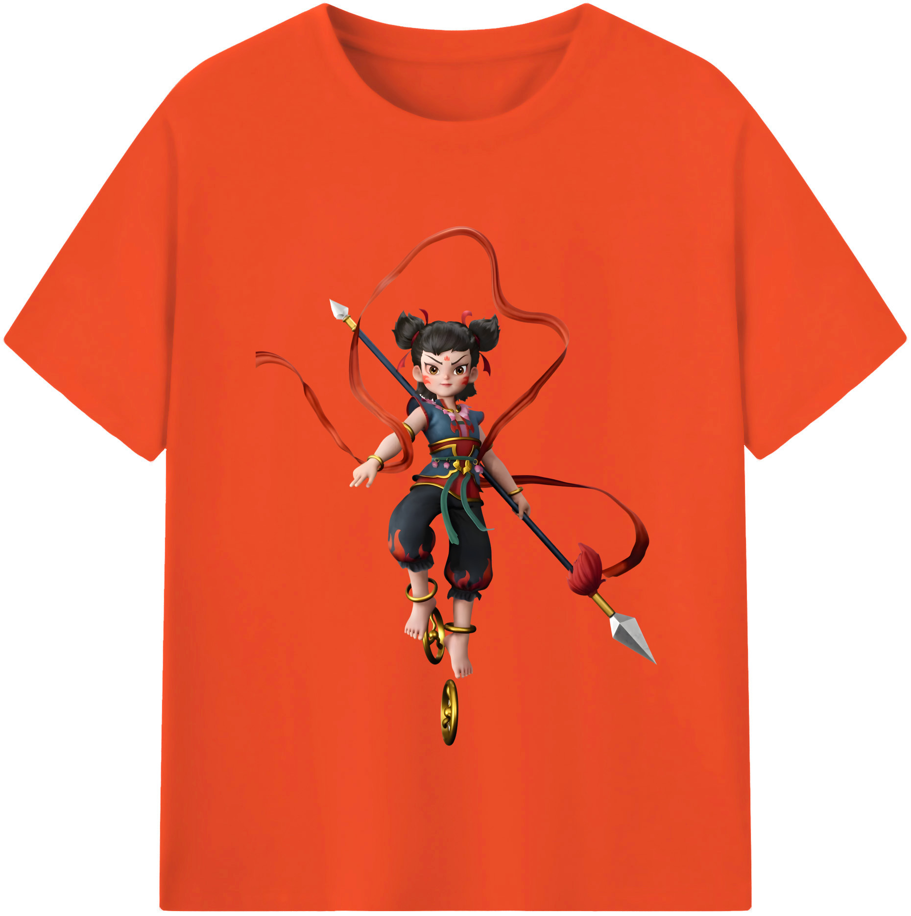 （画像用） Ne Zha 2 ナタ 魔童の大暴れ 綿100％半袖Tシャツ（フロントプリント）