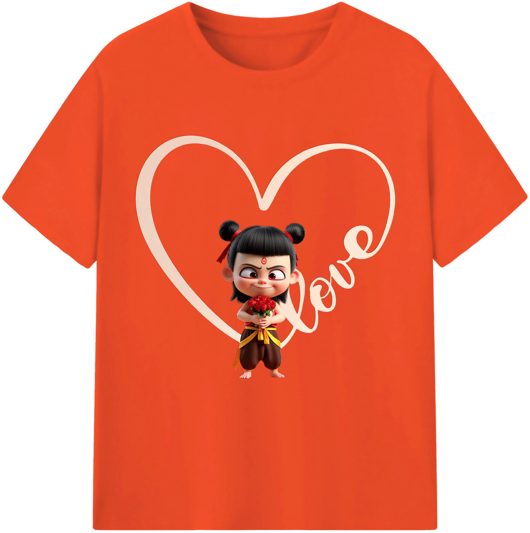 （画像用） Ne Zha 2 ナタ 魔童の大暴れ 綿100％半袖Tシャツ（フロントプリント）