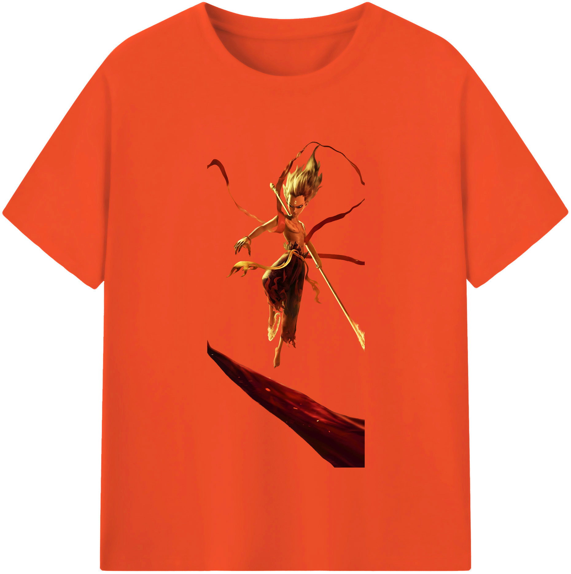 （画像用） Ne Zha 2 ナタ 魔童の大暴れ 綿100％半袖Tシャツ（フロントプリント）
