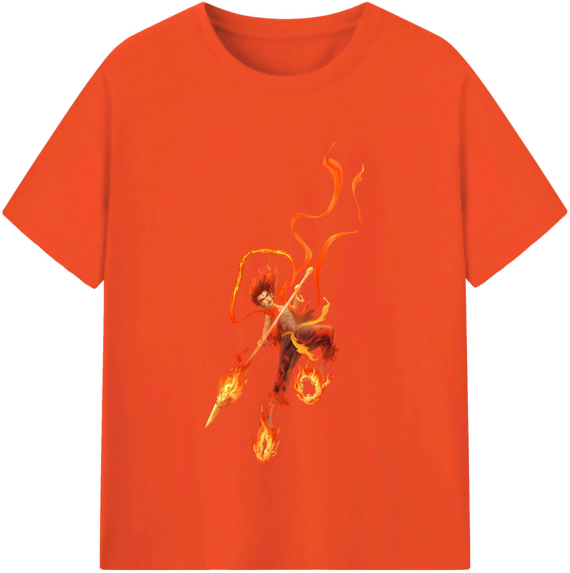 （画像用） Ne Zha 2 ナタ 魔童の大暴れ 綿100％半袖Tシャツ（フロントプリント）