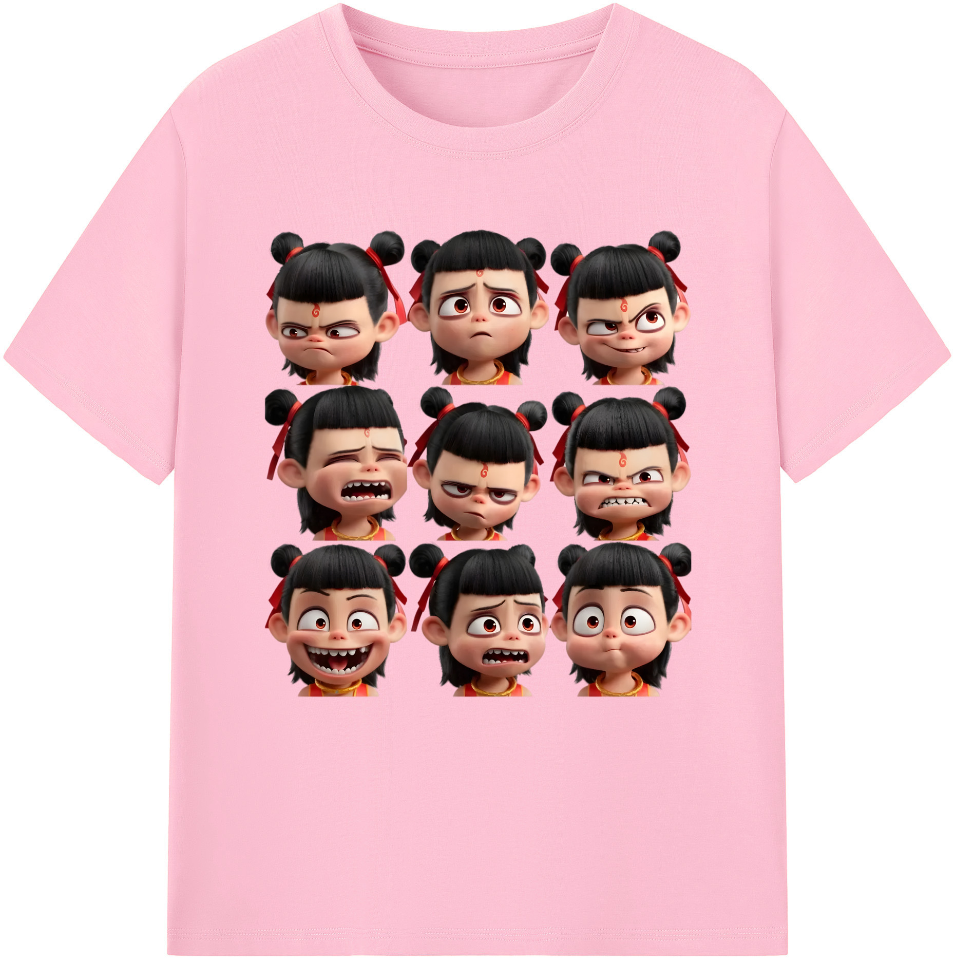 （画像用） Ne Zha 2 ナタ 魔童の大暴れ 綿100％半袖Tシャツ（フロントプリント）