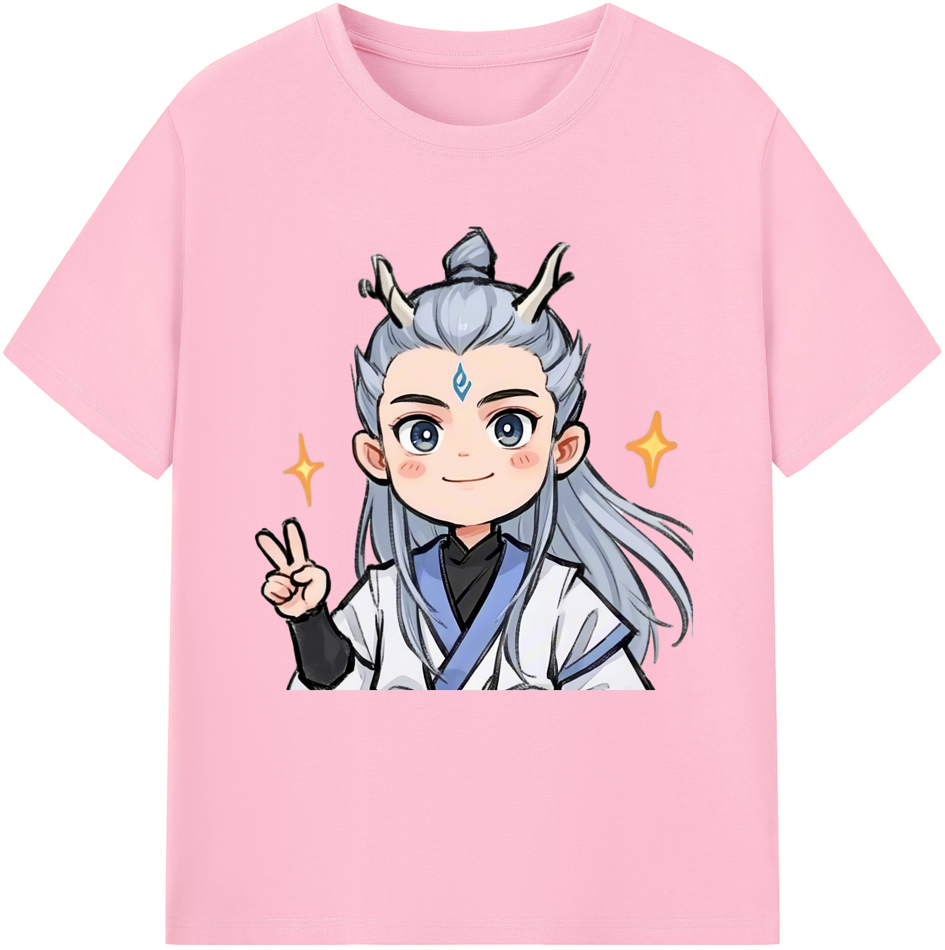 （画像用） Ne Zha 2 ナタ 魔童の大暴れ 綿100％半袖Tシャツ（フロントプリント）