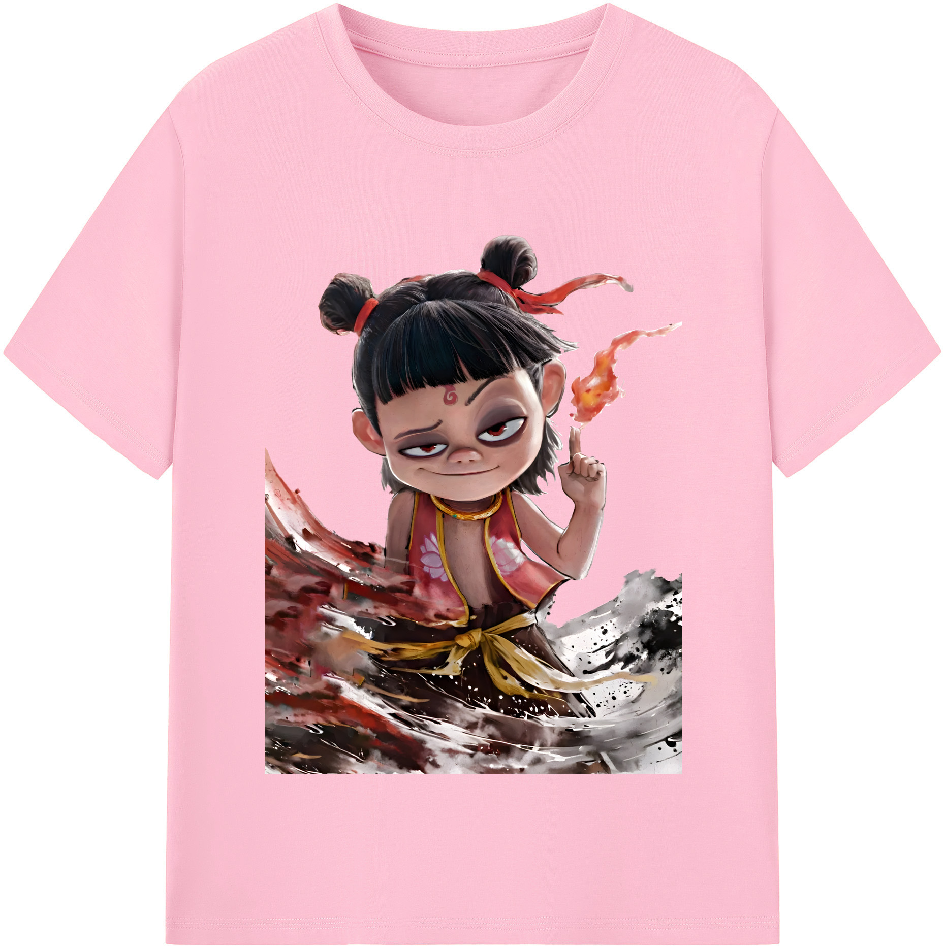 （画像用） Ne Zha 2 ナタ 魔童の大暴れ 綿100％半袖Tシャツ（フロントプリント）