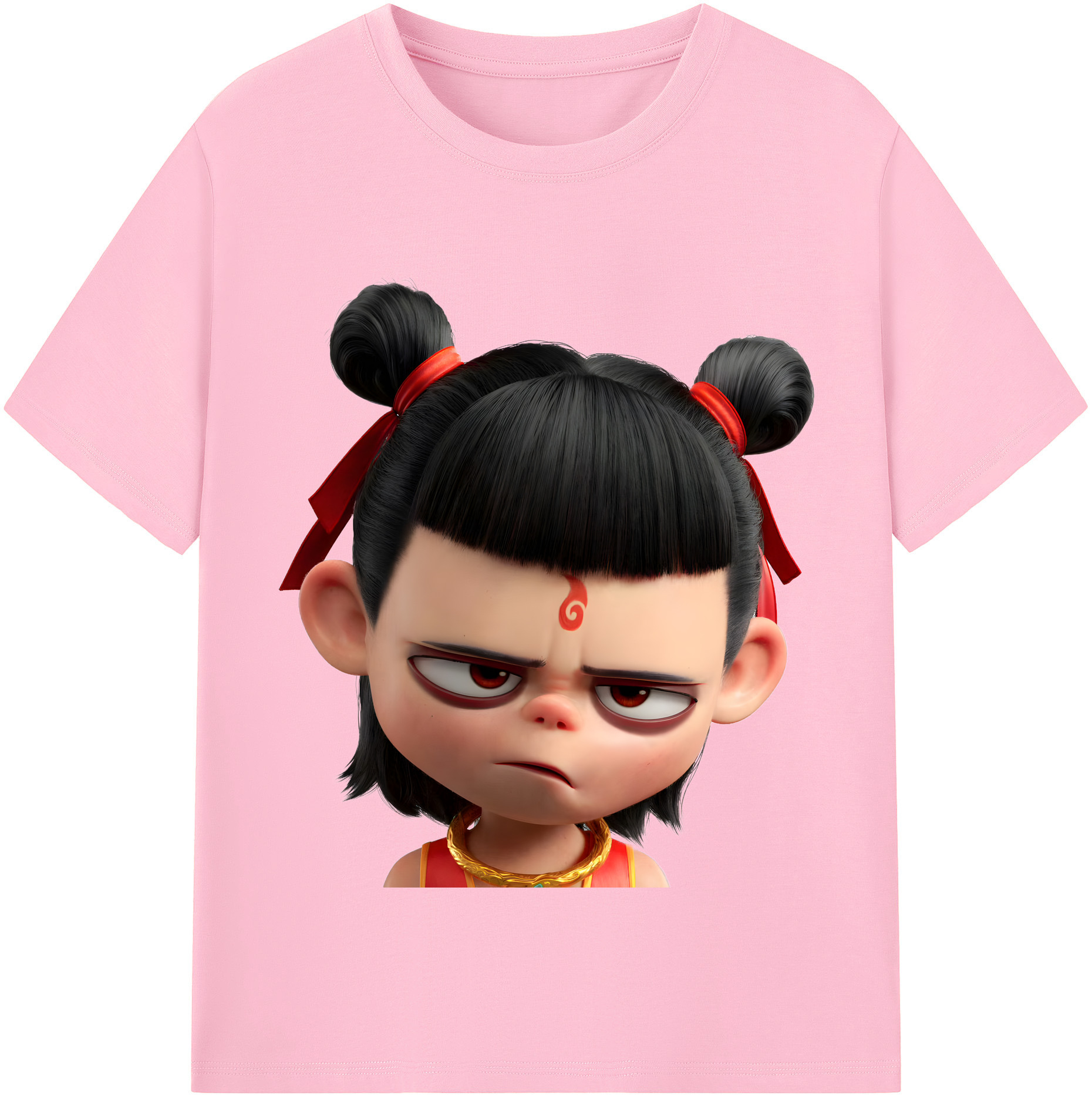 （画像用） Ne Zha 2 ナタ 魔童の大暴れ 綿100％半袖Tシャツ（フロントプリント）