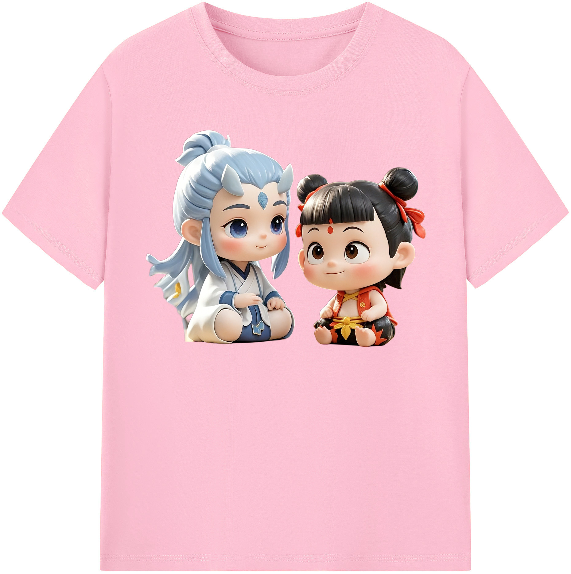 （画像用） Ne Zha 2 ナタ 魔童の大暴れ 綿100％半袖Tシャツ（フロントプリント）