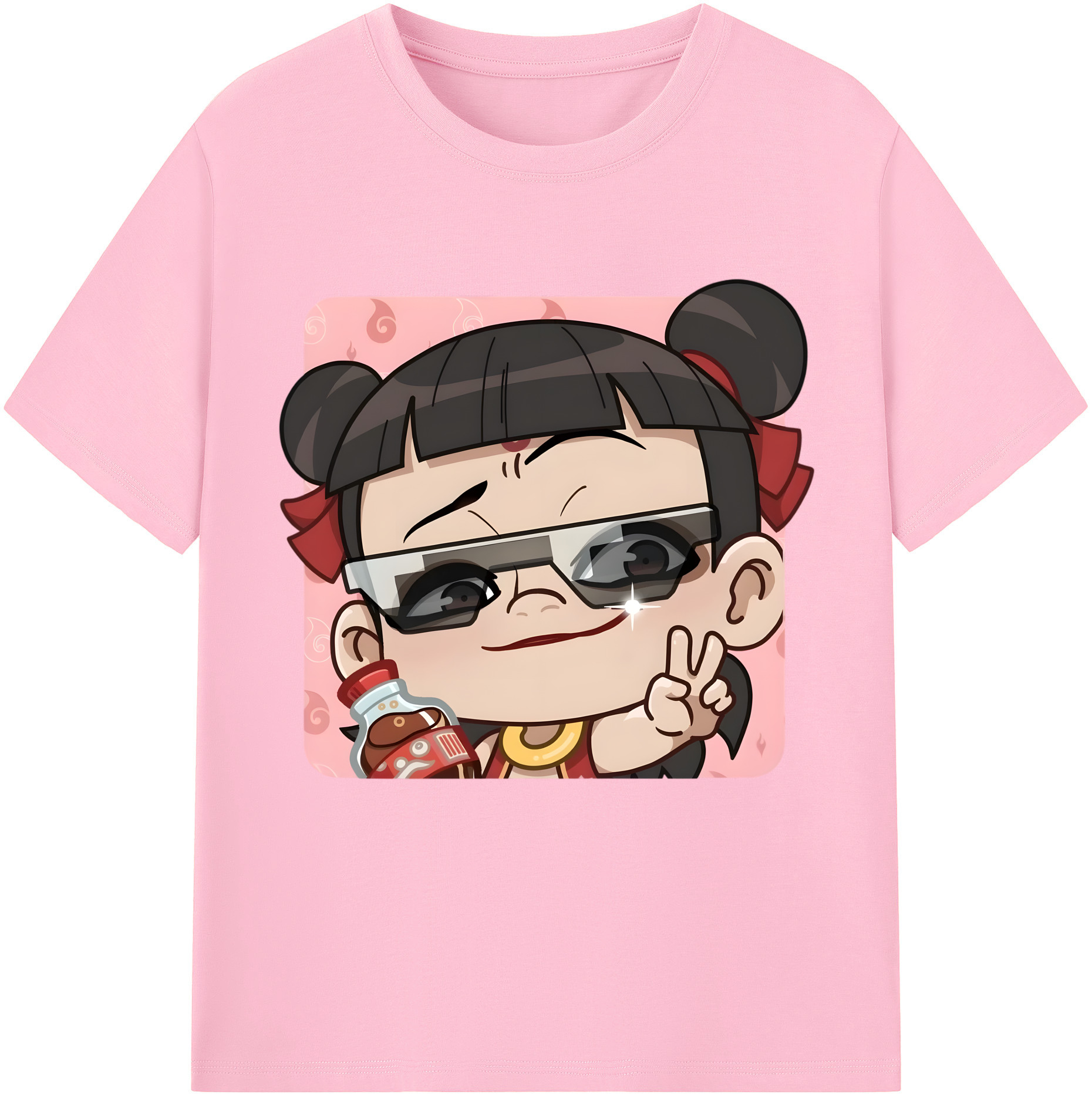 （画像用） Ne Zha 2 ナタ 魔童の大暴れ 綿100％半袖Tシャツ（フロントプリント）