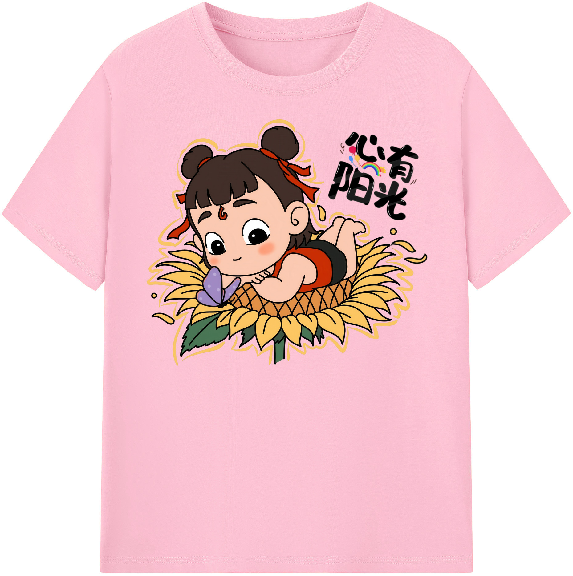 （画像用） Ne Zha 2 ナタ 魔童の大暴れ 綿100％半袖Tシャツ（フロントプリント）