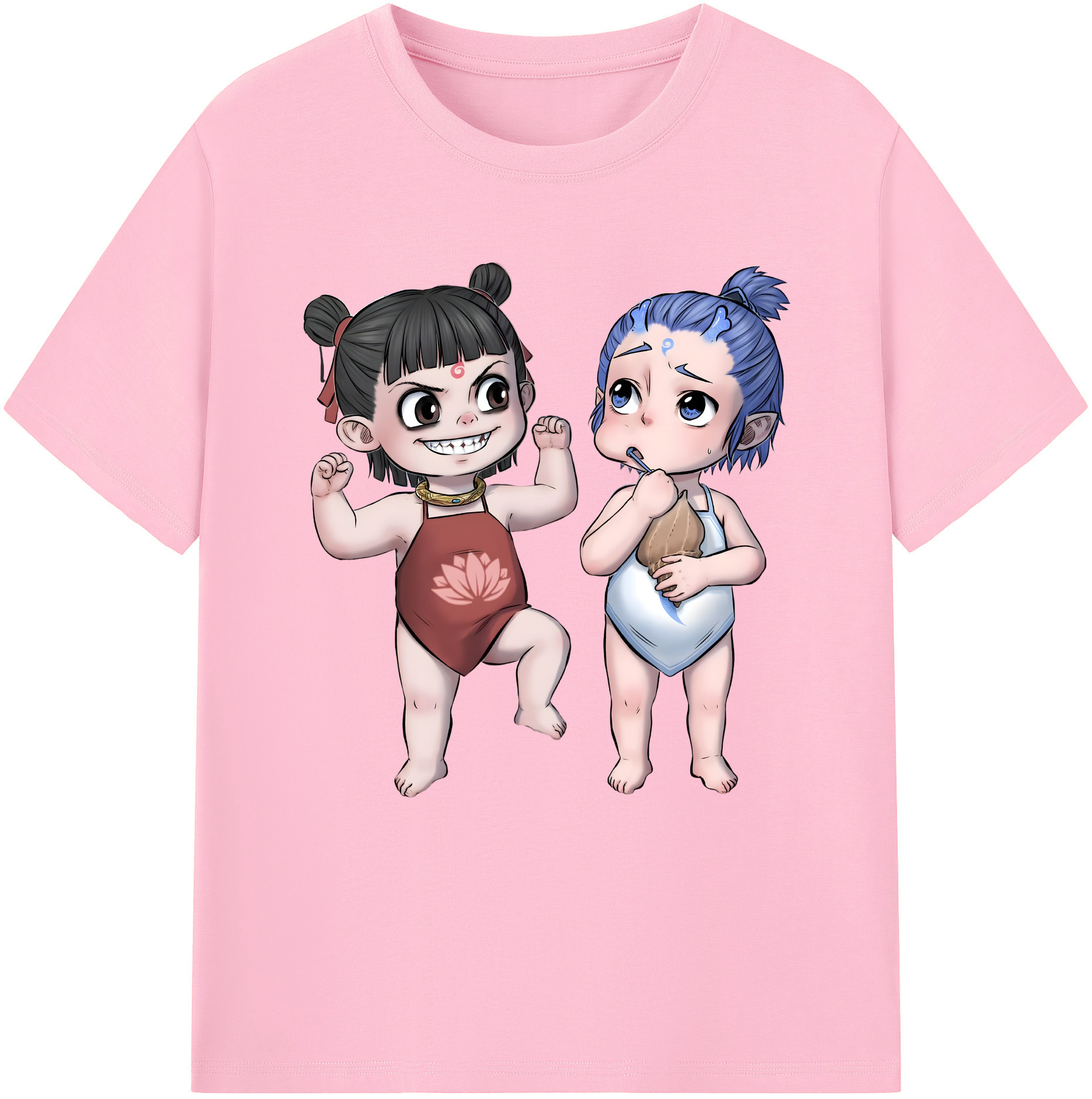 （画像用） Ne Zha 2 ナタ 魔童の大暴れ 綿100％半袖Tシャツ（フロントプリント）