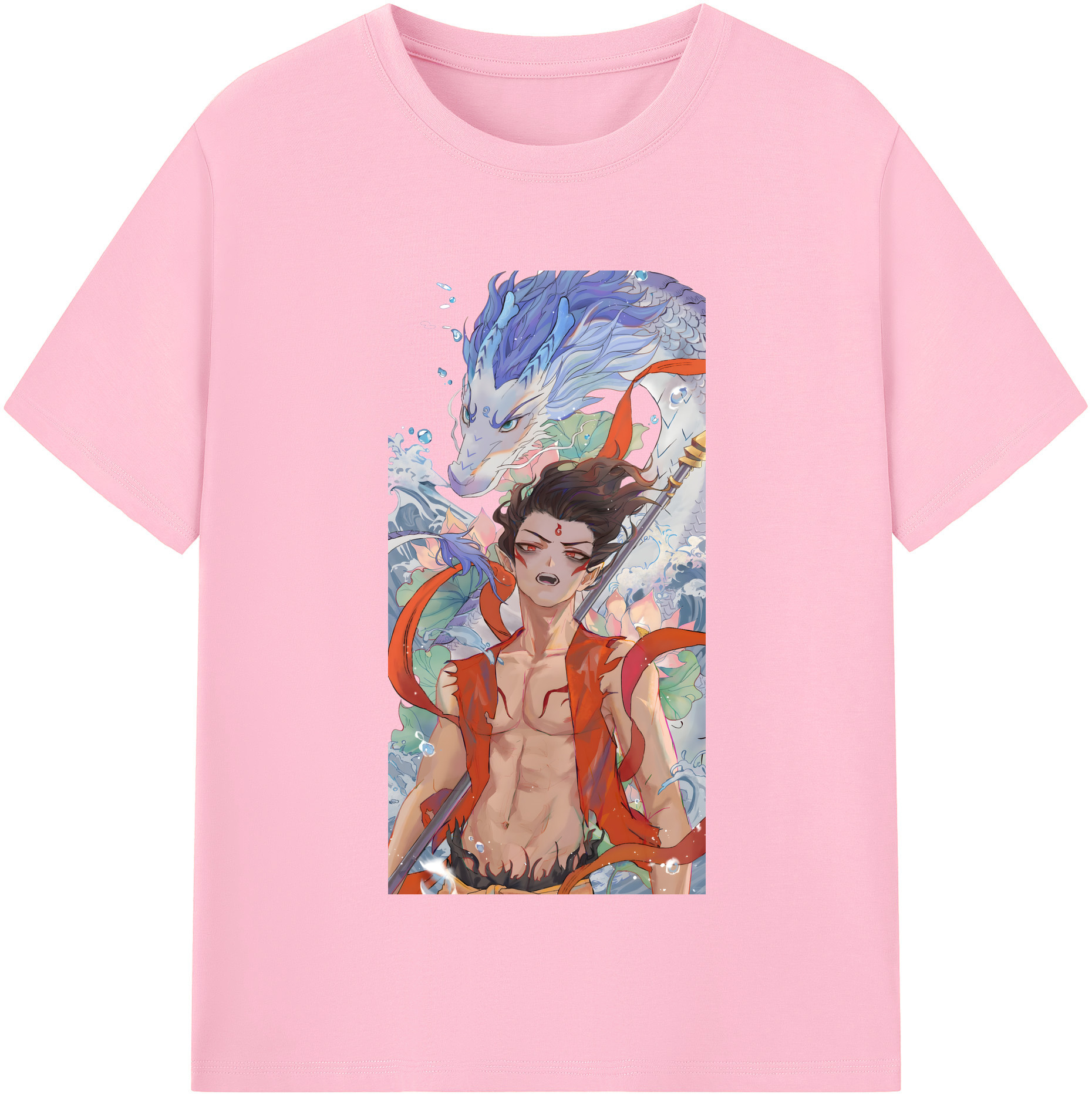 （画像用） Ne Zha 2 ナタ 魔童の大暴れ 綿100％半袖Tシャツ（フロントプリント）