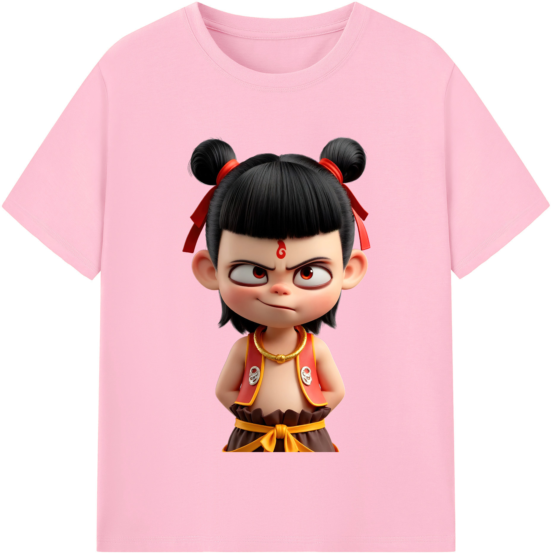 （画像用） Ne Zha 2 ナタ 魔童の大暴れ 綿100％半袖Tシャツ（フロントプリント）