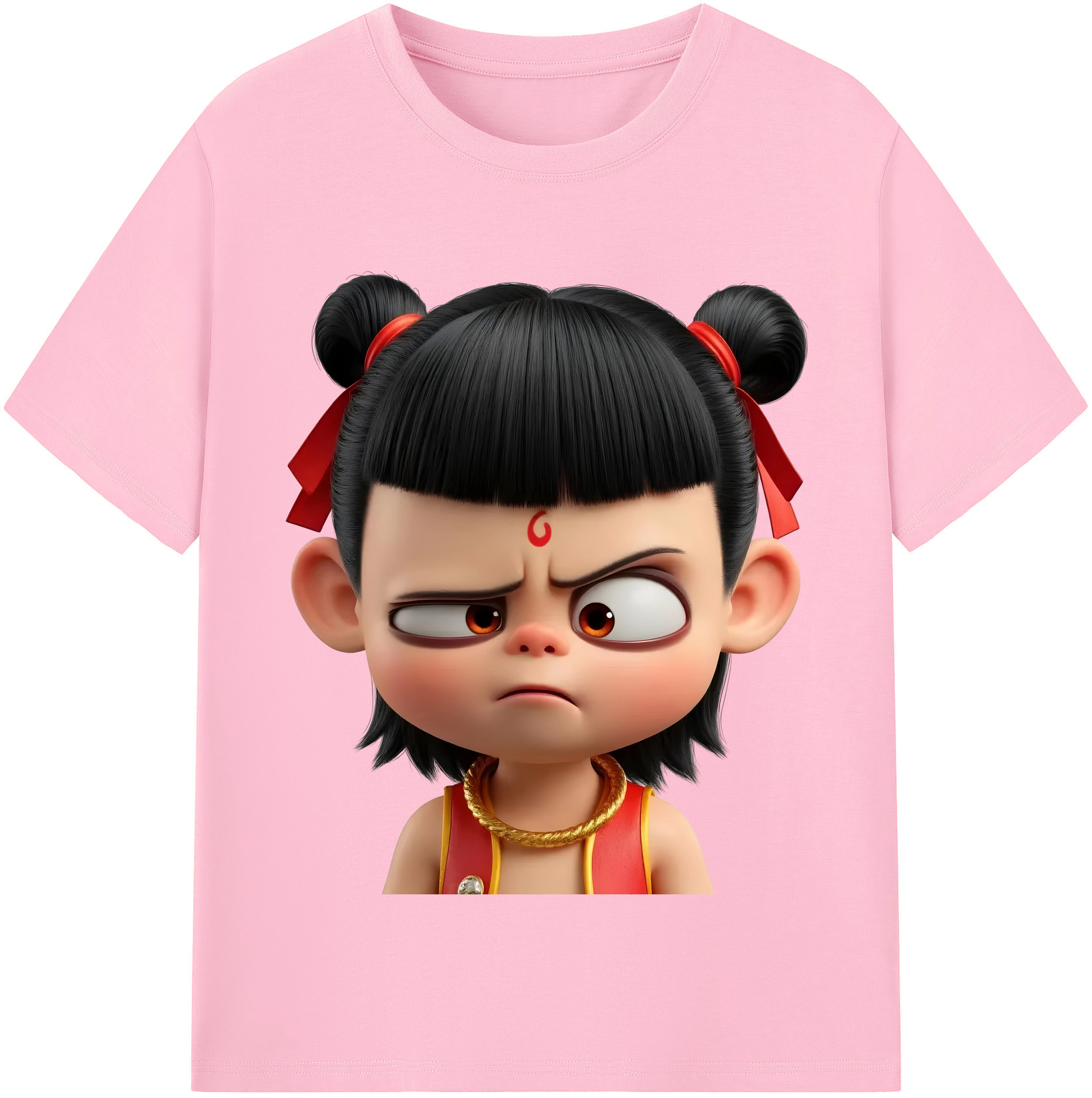 （画像用） Ne Zha 2 ナタ 魔童の大暴れ 綿100％半袖Tシャツ（フロントプリント）