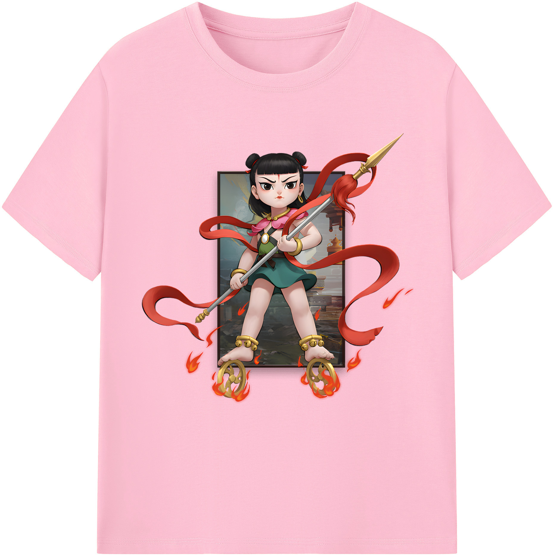 （画像用） Ne Zha 2 ナタ 魔童の大暴れ 綿100％半袖Tシャツ（フロントプリント）