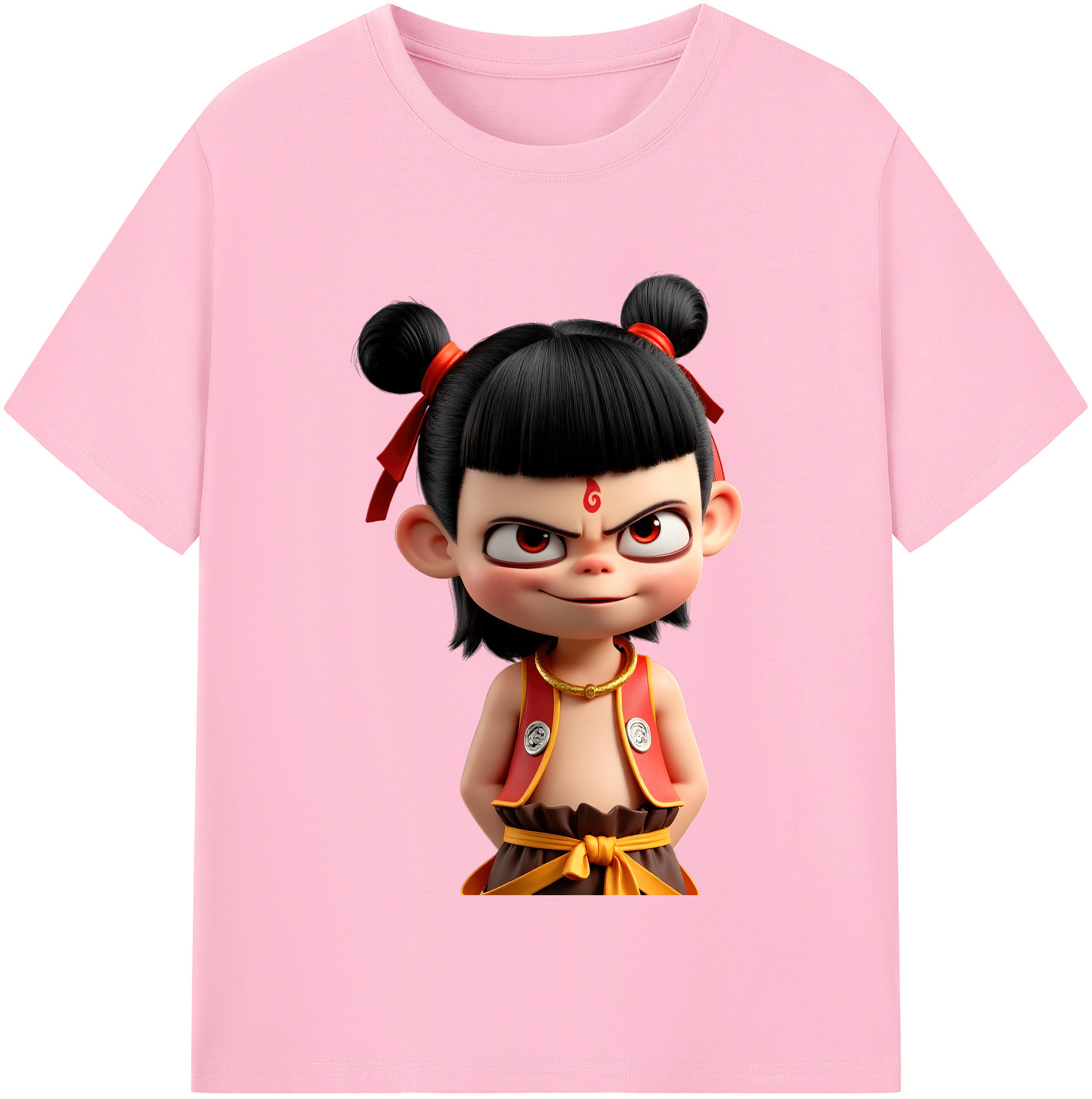 （画像用） Ne Zha 2 ナタ 魔童の大暴れ 綿100％半袖Tシャツ（フロントプリント）