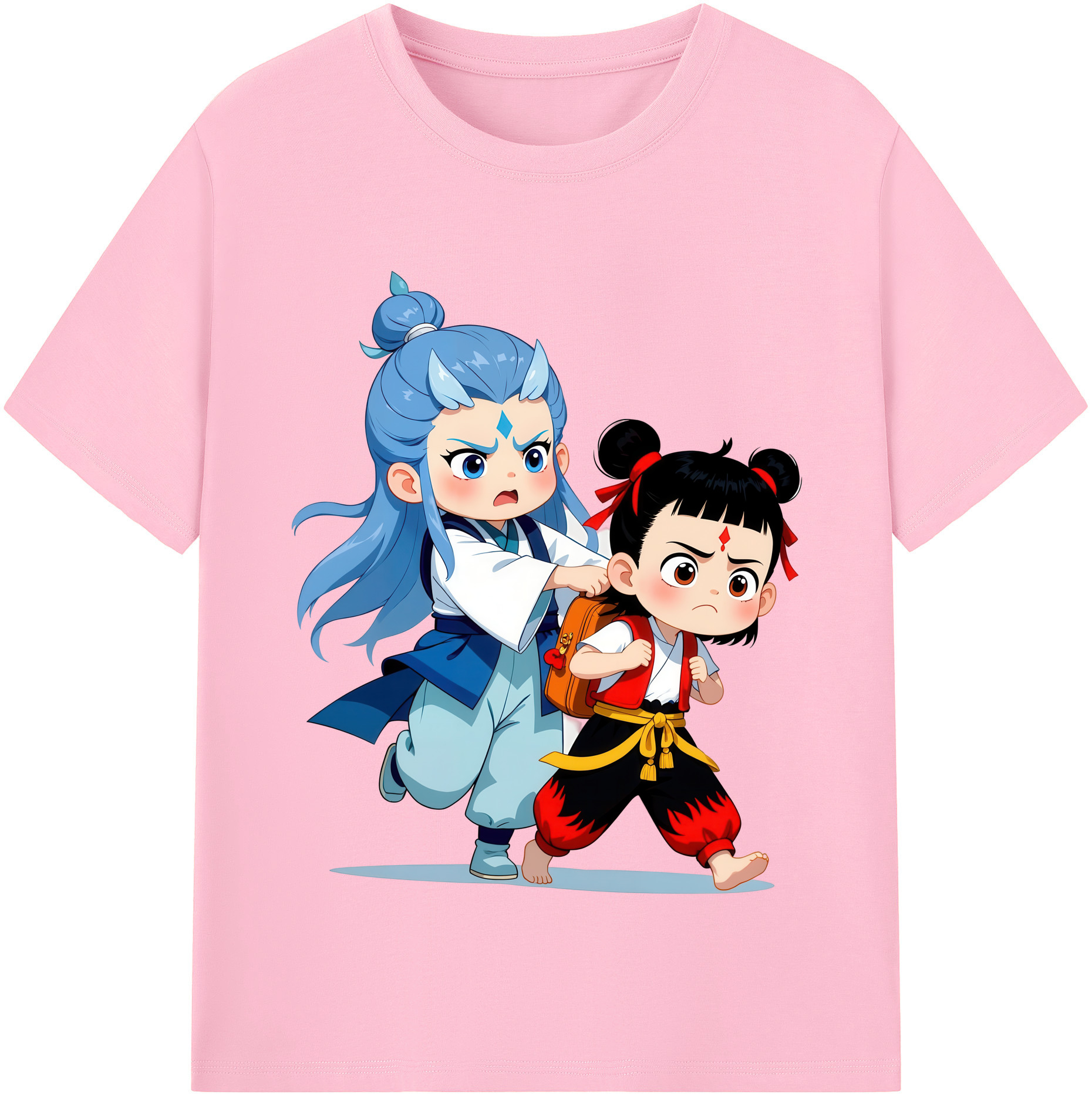 （画像用） Ne Zha 2 ナタ 魔童の大暴れ 綿100％半袖Tシャツ（フロントプリント）