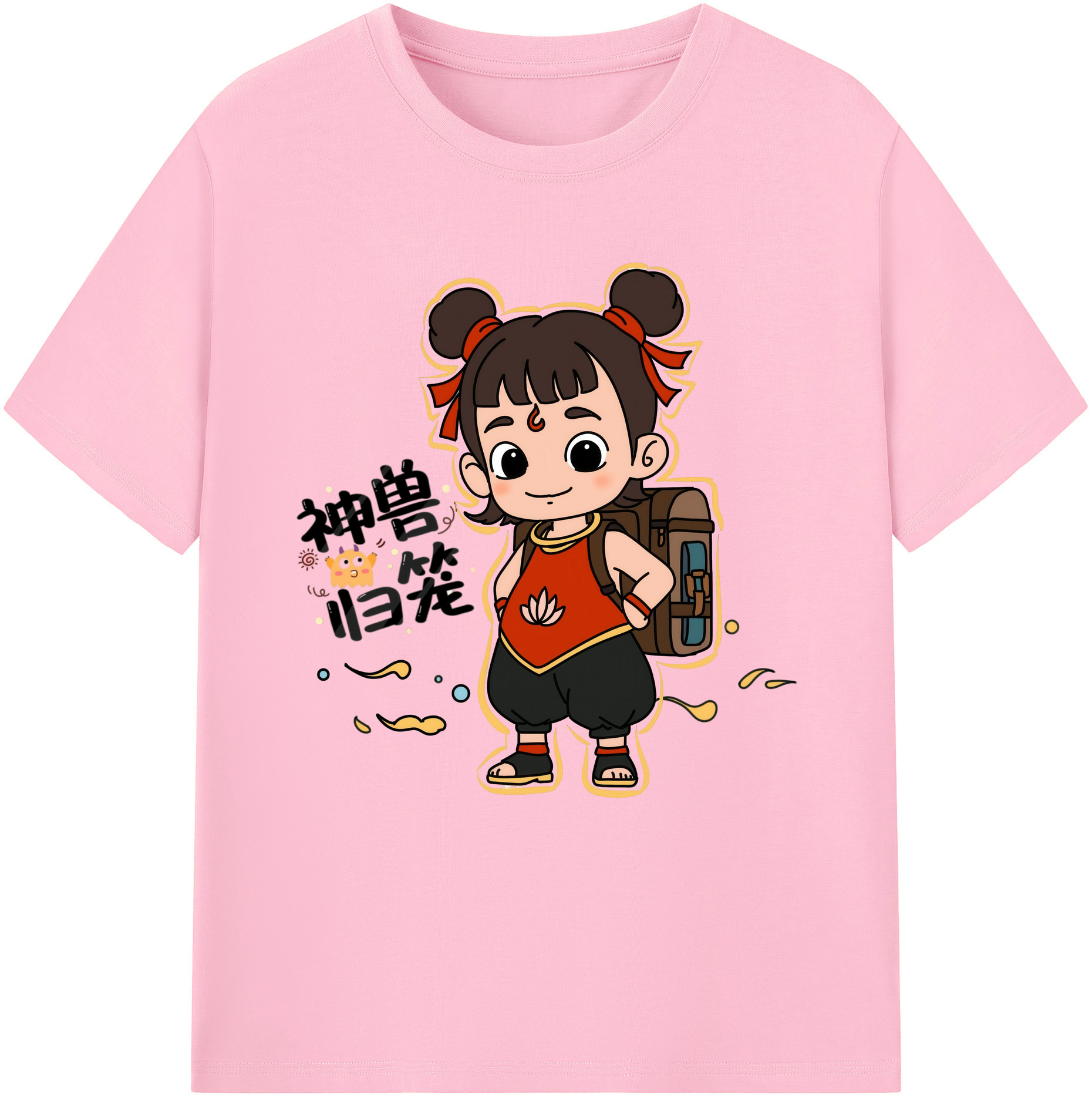 （画像用） Ne Zha 2 ナタ 魔童の大暴れ 綿100％半袖Tシャツ（フロントプリント）