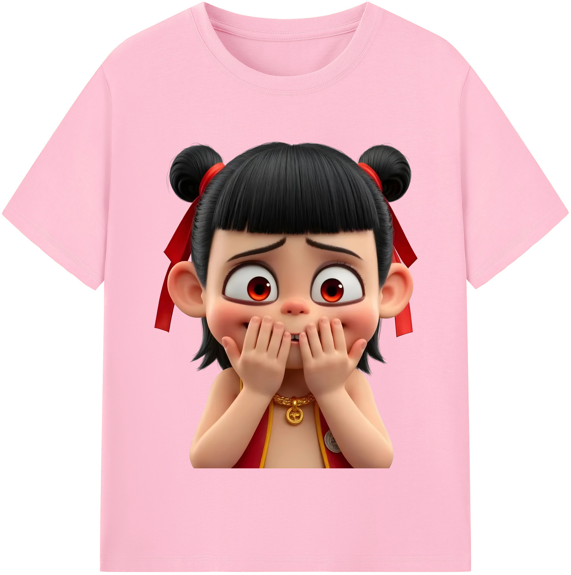 （画像用） Ne Zha 2 ナタ 魔童の大暴れ 綿100％半袖Tシャツ（フロントプリント）