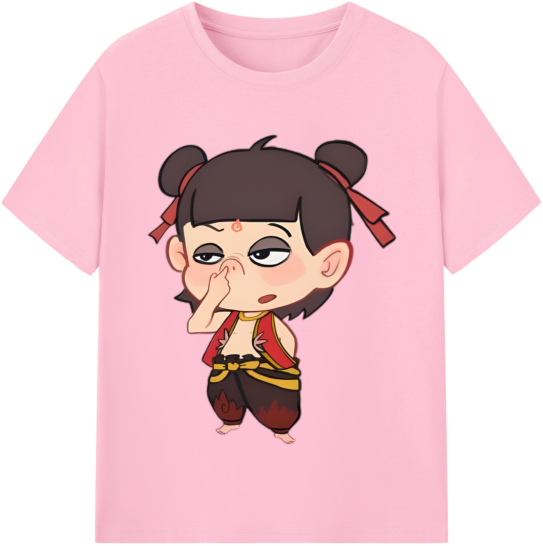 （画像用） Ne Zha 2 ナタ 魔童の大暴れ 綿100％半袖Tシャツ（フロントプリント）