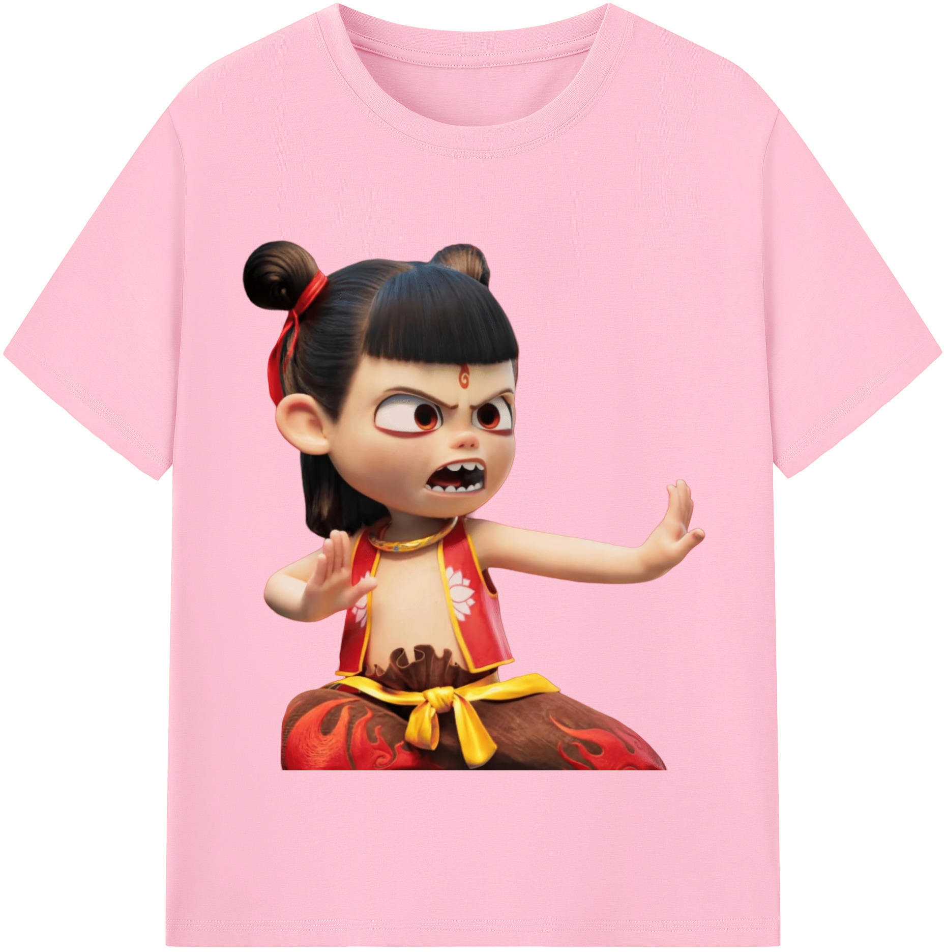 （画像用） Ne Zha 2 ナタ 魔童の大暴れ 綿100％半袖Tシャツ（フロントプリント）