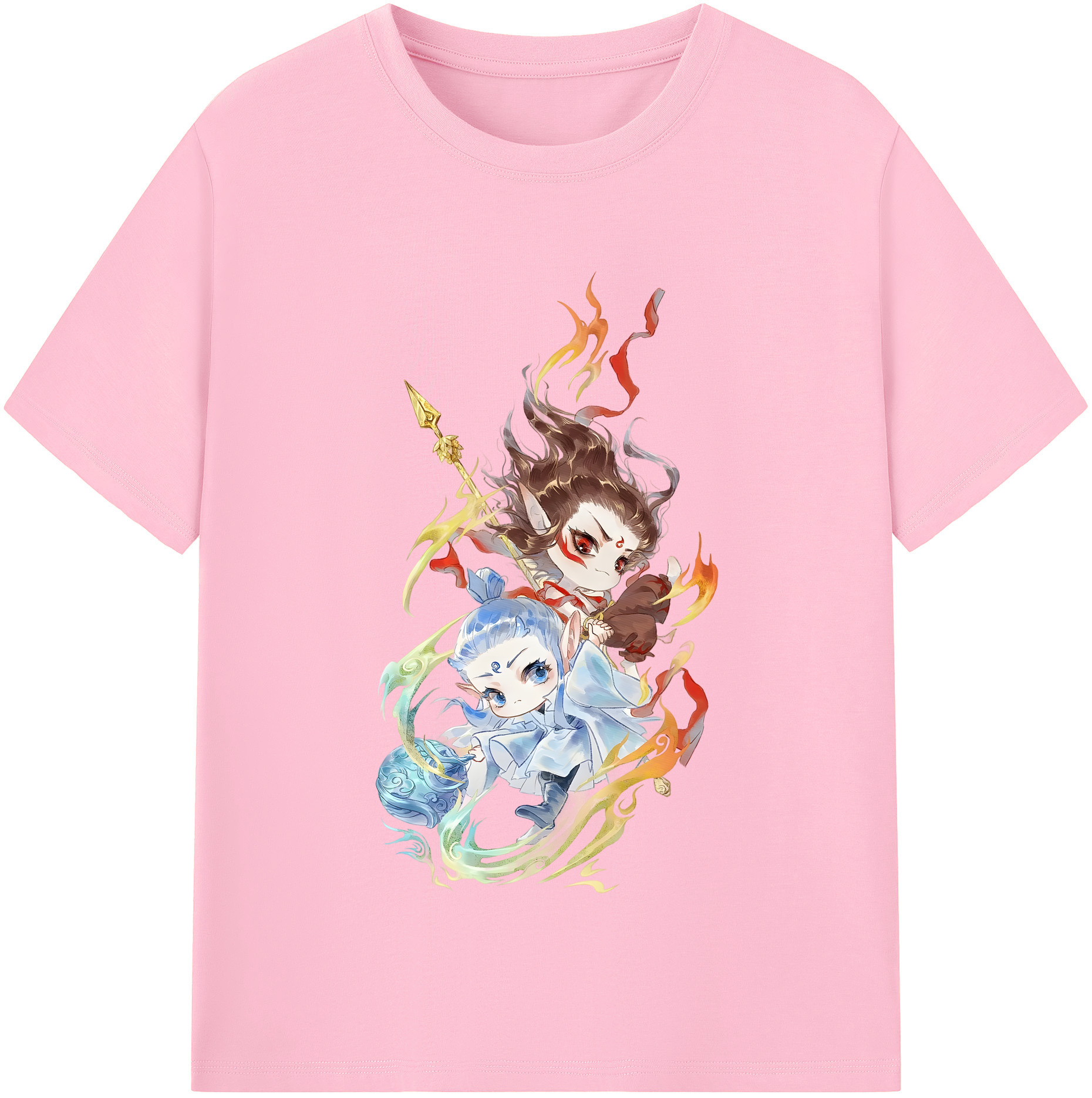 （画像用） Ne Zha 2 ナタ 魔童の大暴れ 綿100％半袖Tシャツ（フロントプリント）