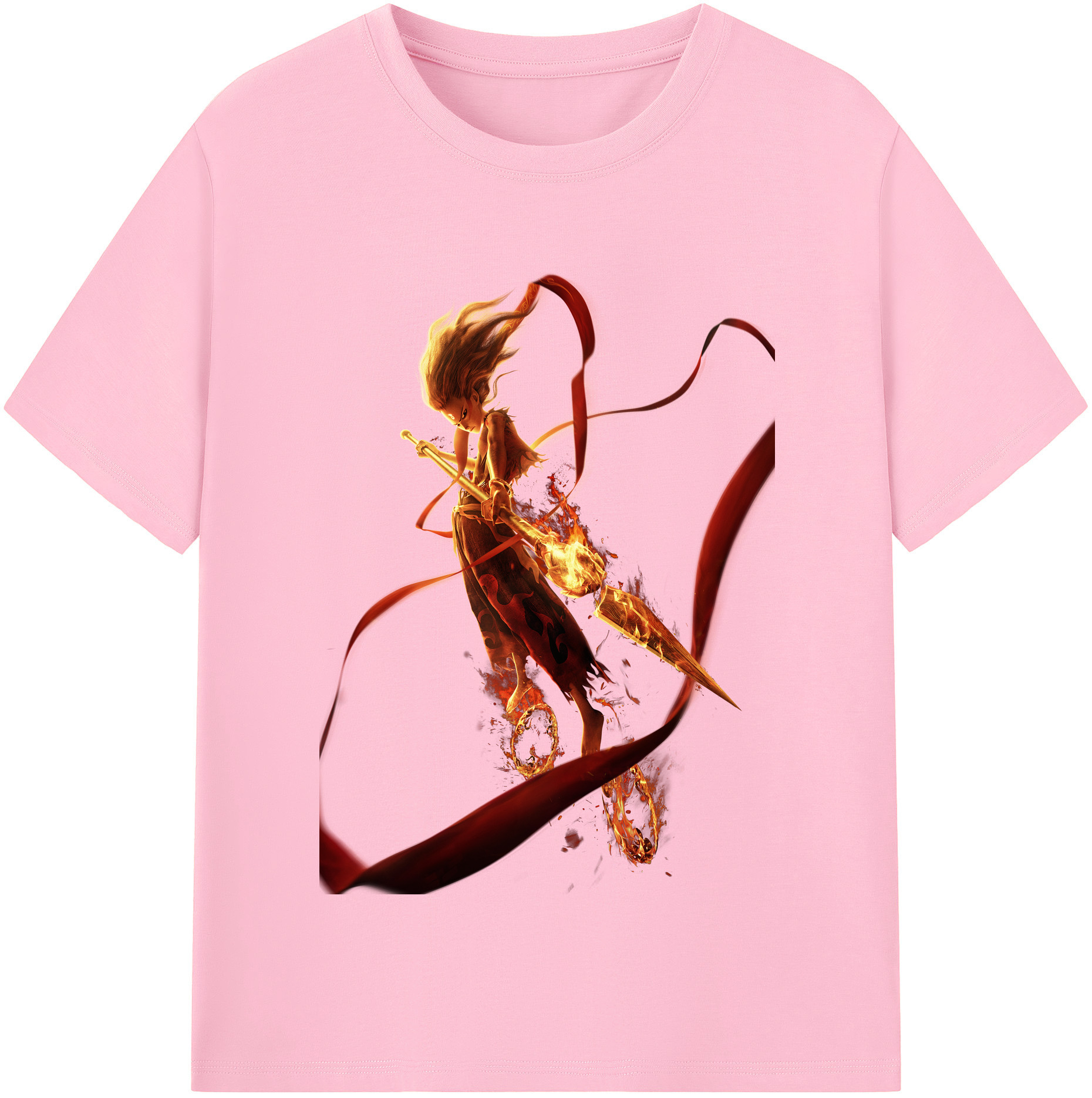 （画像用） Ne Zha 2 ナタ 魔童の大暴れ 綿100％半袖Tシャツ（フロントプリント）
