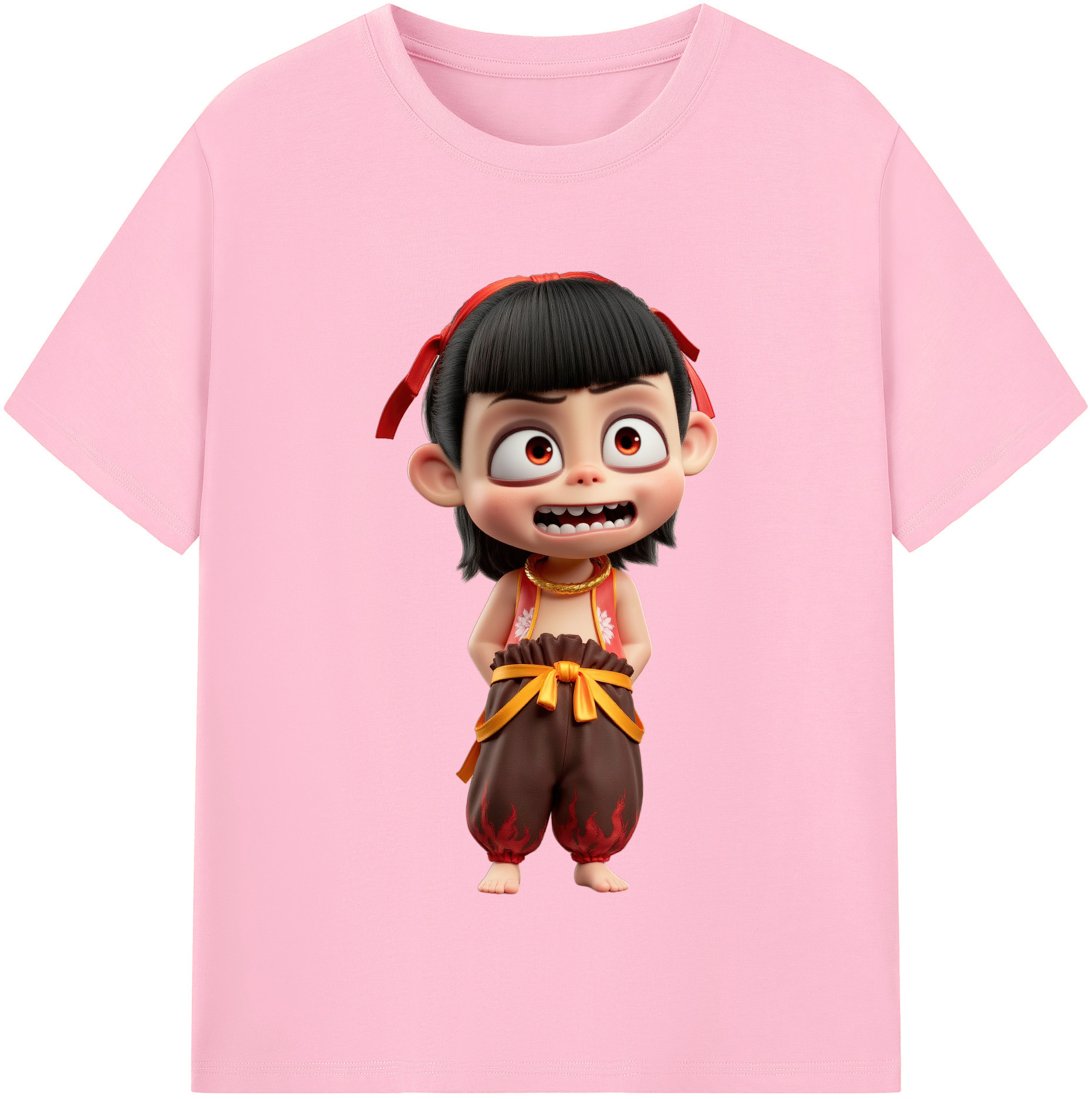 （画像用） Ne Zha 2 ナタ 魔童の大暴れ 綿100％半袖Tシャツ（フロントプリント）