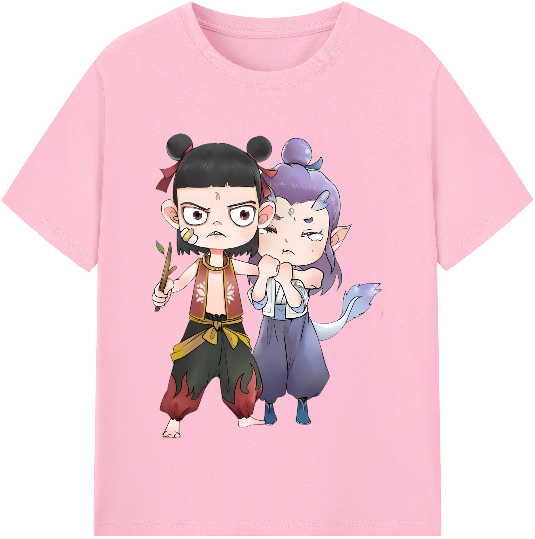 （画像用） Ne Zha 2 ナタ 魔童の大暴れ 綿100％半袖Tシャツ（フロントプリント）