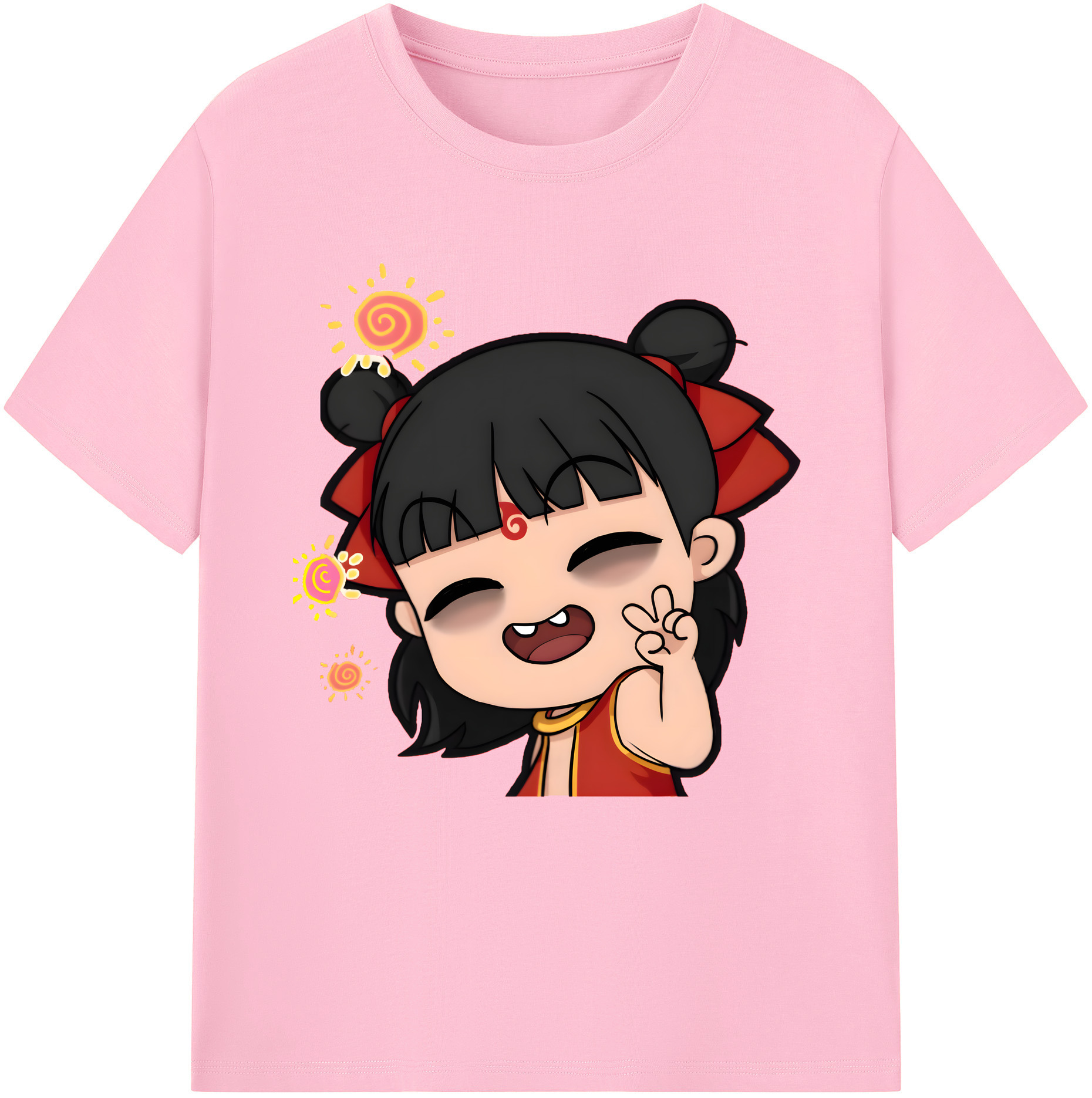 （画像用） Ne Zha 2 ナタ 魔童の大暴れ 綿100％半袖Tシャツ（フロントプリント）