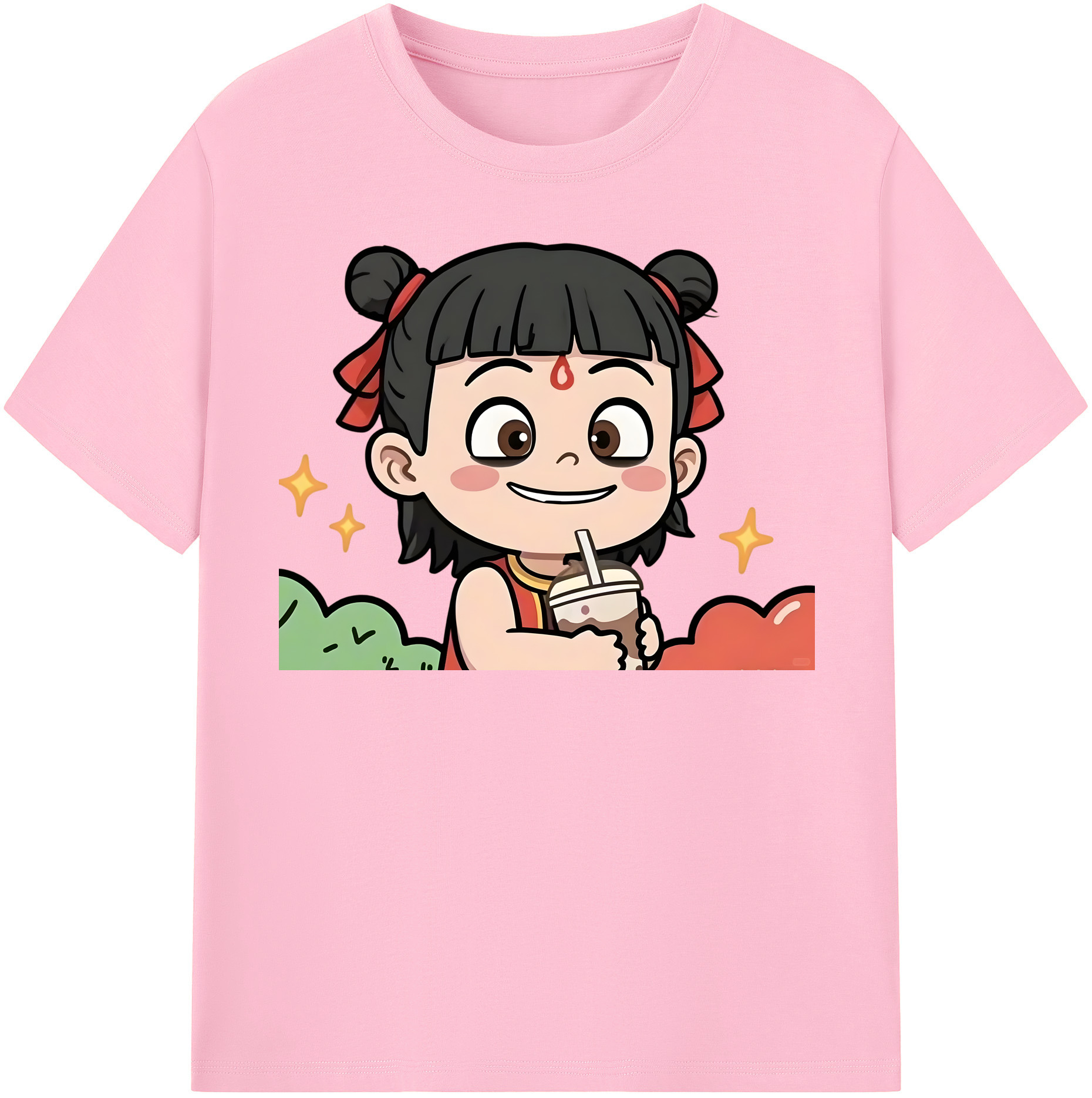 （画像用） Ne Zha 2 ナタ 魔童の大暴れ 綿100％半袖Tシャツ（フロントプリント）