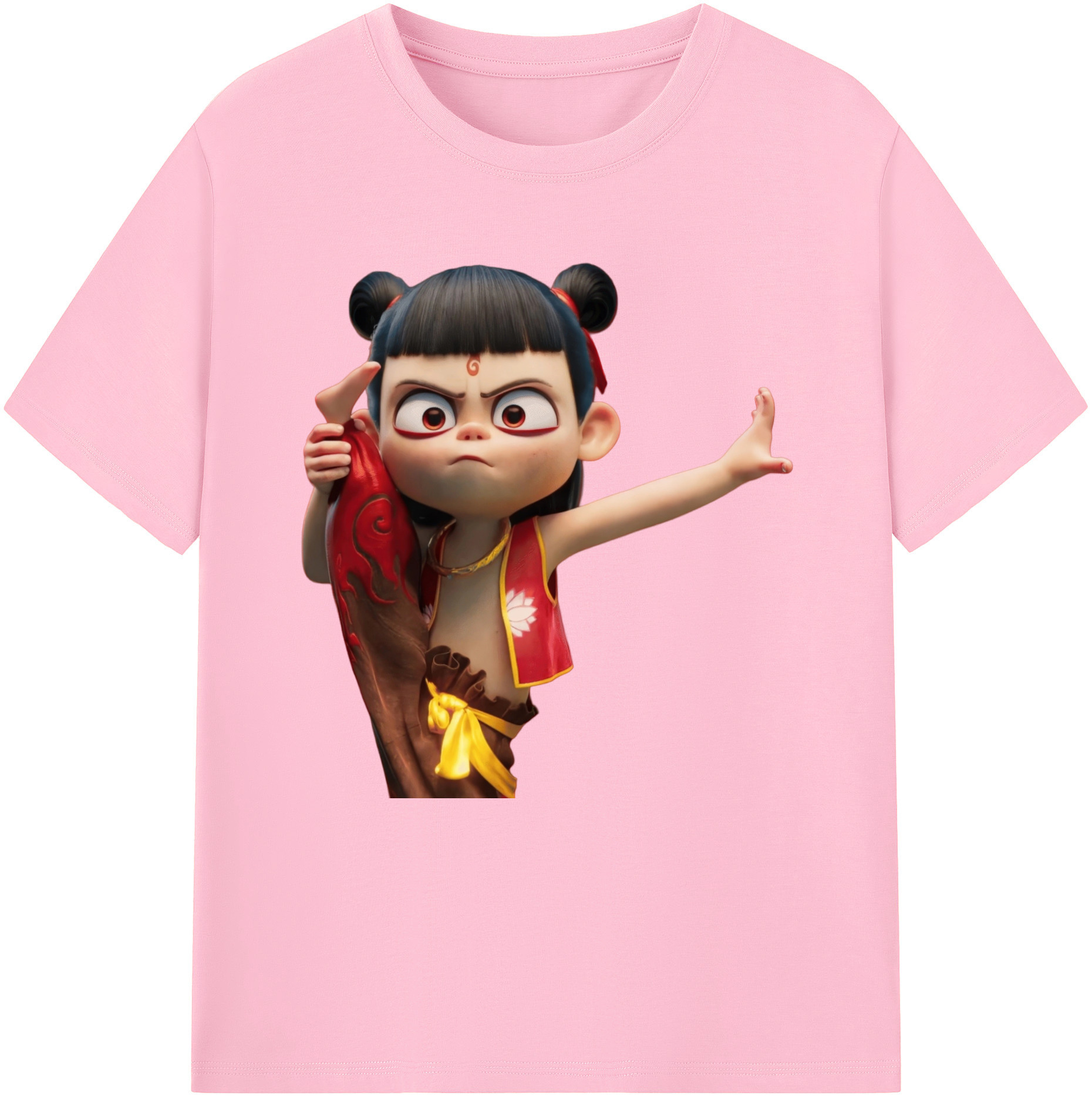 （画像用） Ne Zha 2 ナタ 魔童の大暴れ 綿100％半袖Tシャツ（フロントプリント）