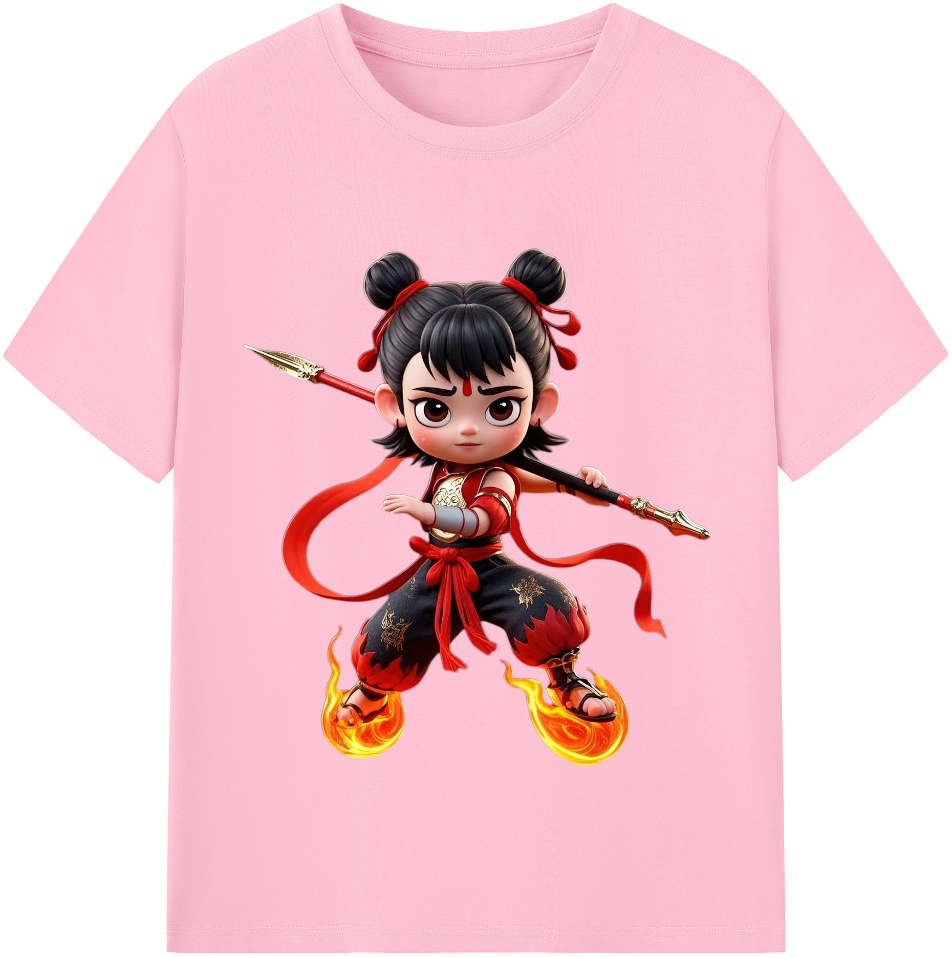 （画像用） Ne Zha 2 ナタ 魔童の大暴れ 綿100％半袖Tシャツ（フロントプリント）