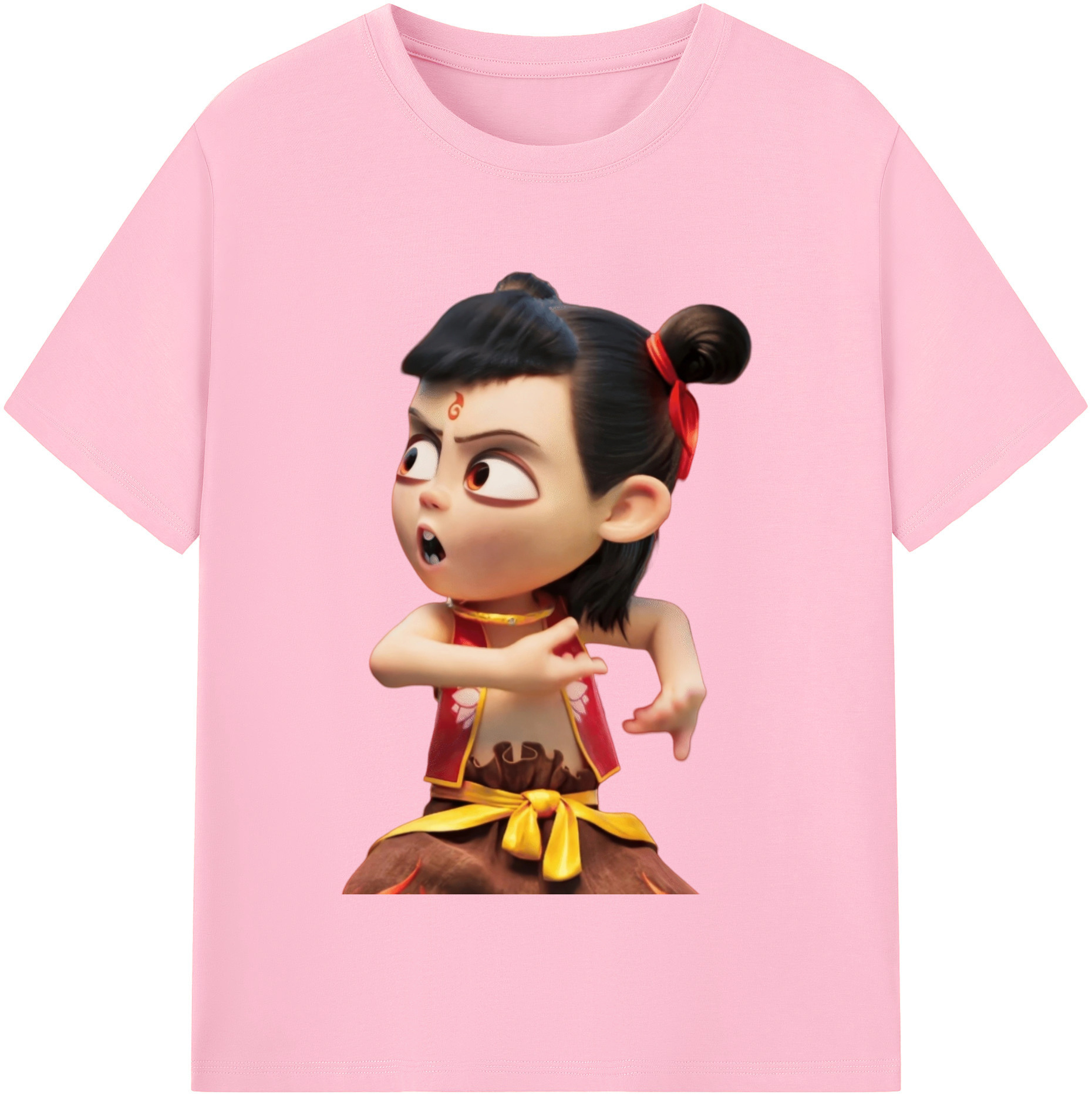 （画像用） Ne Zha 2 ナタ 魔童の大暴れ 綿100％半袖Tシャツ（フロントプリント）
