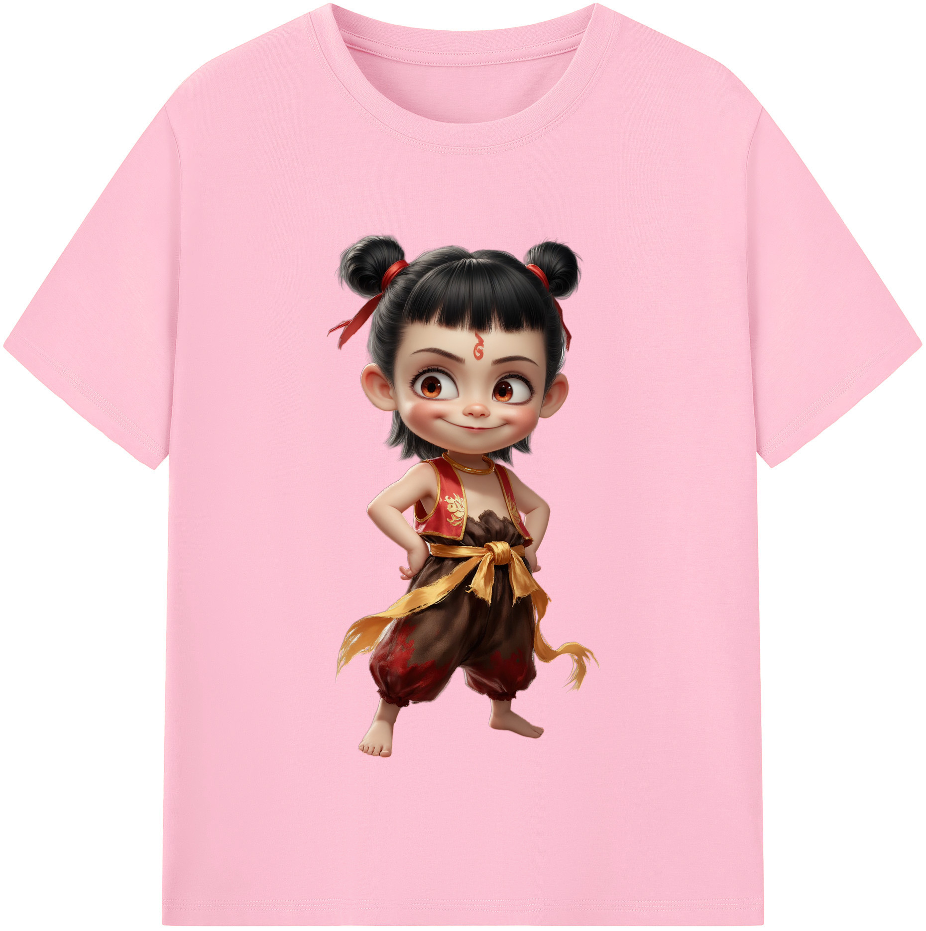 （画像用） Ne Zha 2 ナタ 魔童の大暴れ 綿100％半袖Tシャツ（フロントプリント）