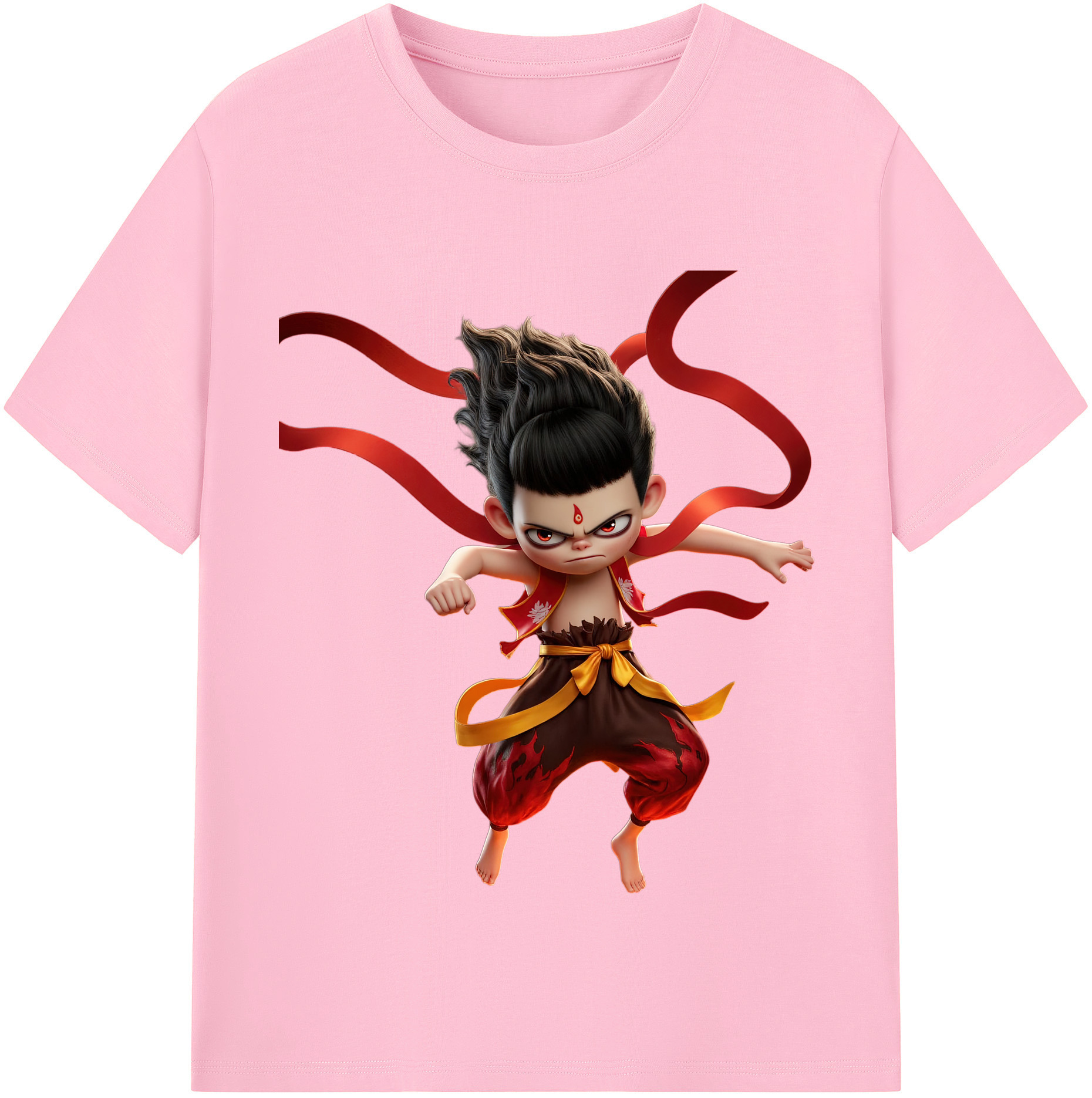 （画像用） Ne Zha 2 ナタ 魔童の大暴れ 綿100％半袖Tシャツ（フロントプリント）