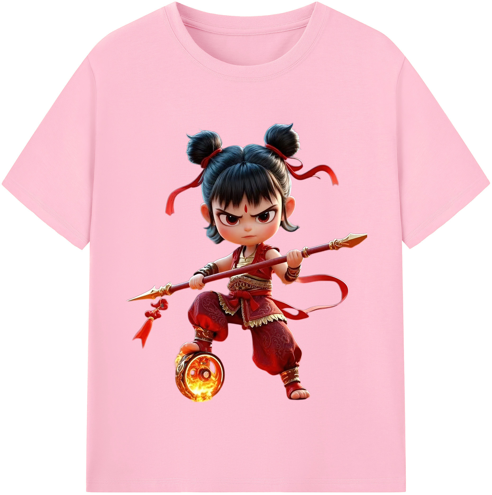 （画像用） Ne Zha 2 ナタ 魔童の大暴れ 綿100％半袖Tシャツ（フロントプリント）