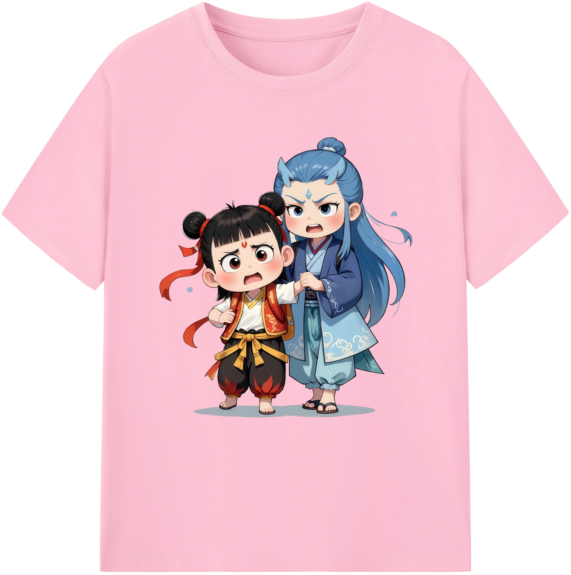 （画像用） Ne Zha 2 ナタ 魔童の大暴れ 綿100％半袖Tシャツ（フロントプリント）