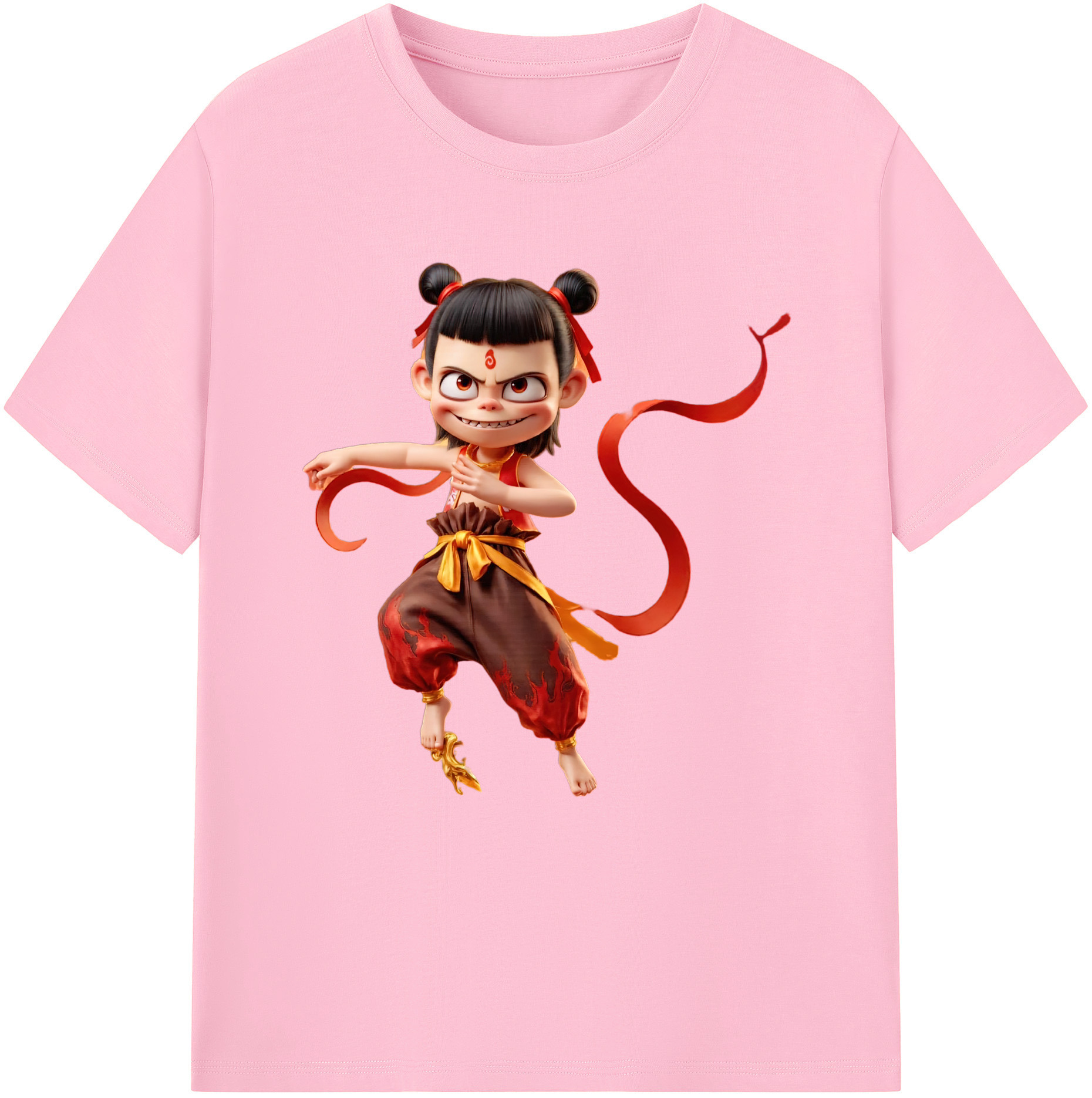 （画像用） Ne Zha 2 ナタ 魔童の大暴れ 綿100％半袖Tシャツ（フロントプリント）