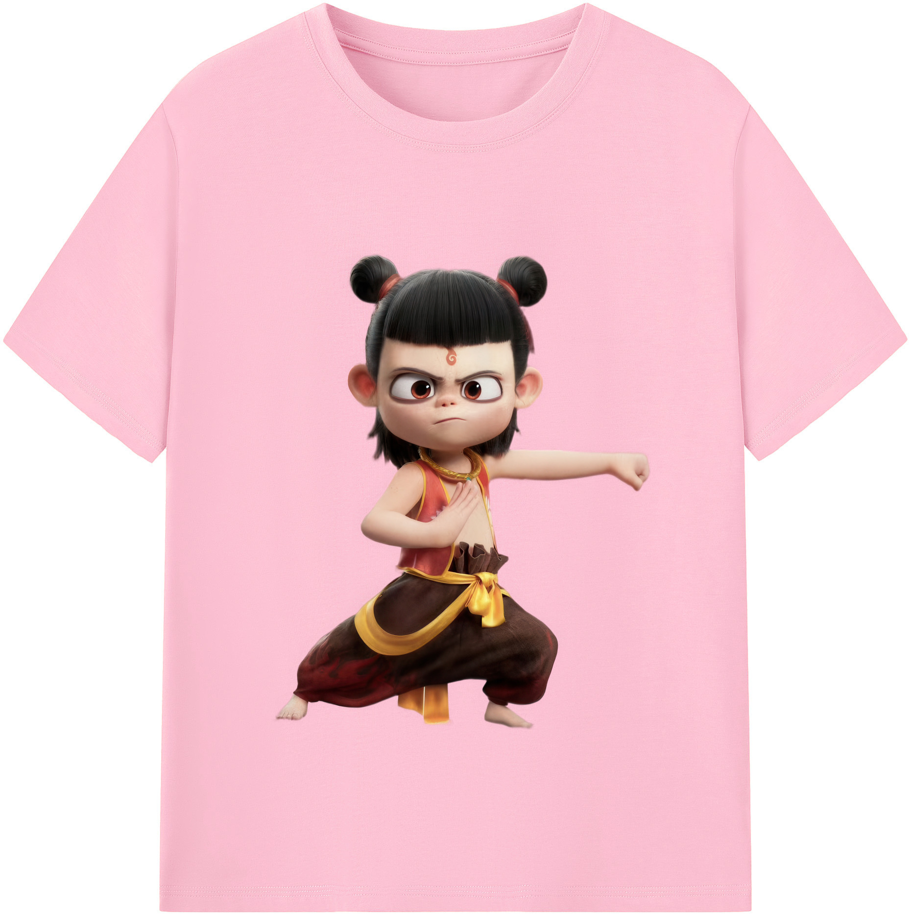 （画像用） Ne Zha 2 ナタ 魔童の大暴れ 綿100％半袖Tシャツ（フロントプリント）