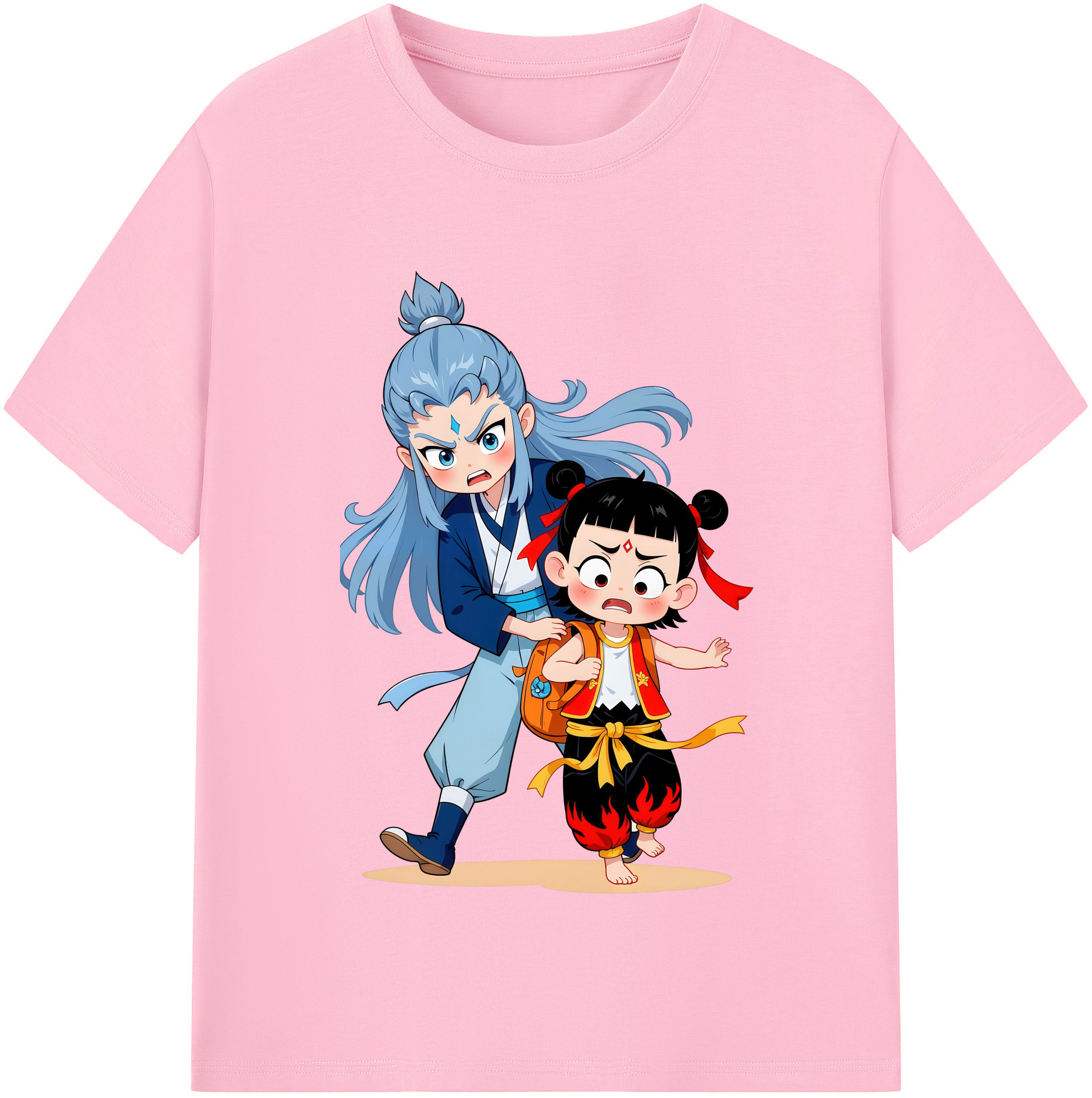 （画像用） Ne Zha 2 ナタ 魔童の大暴れ 綿100％半袖Tシャツ（フロントプリント）